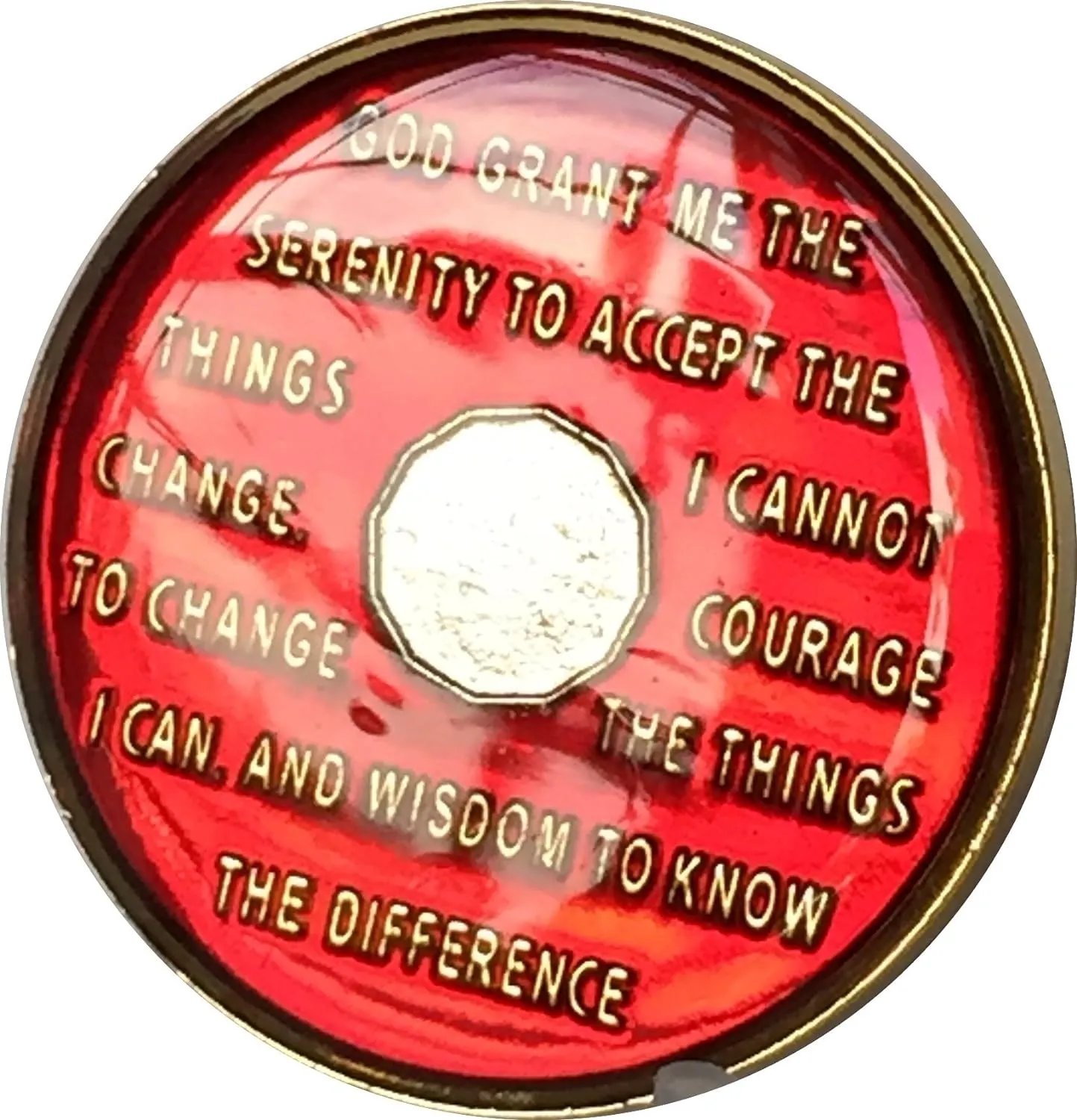 25 Year AA Medallion Mandarin Red Tri-Plate Sobriety Chip