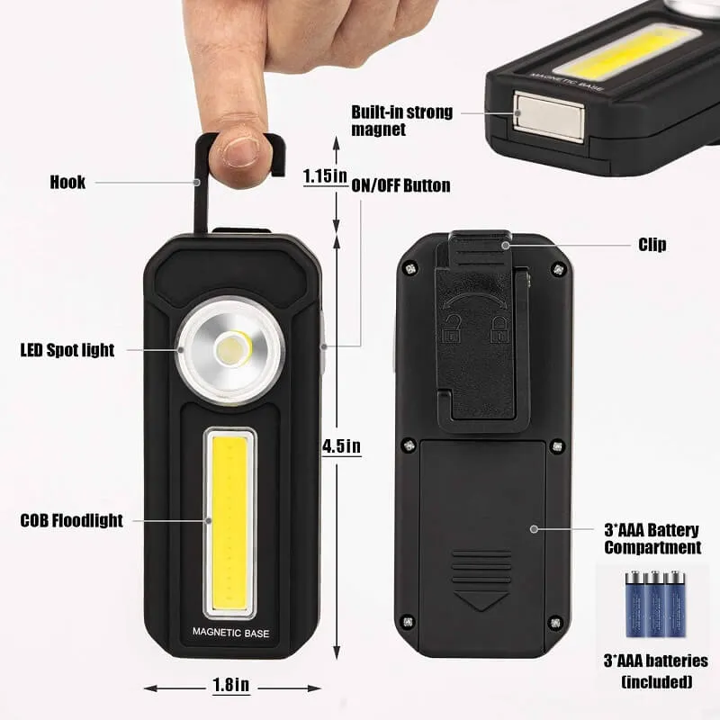 500 Lumens Portable Battery Light With Magnetic Mechanic Light 2 Pack