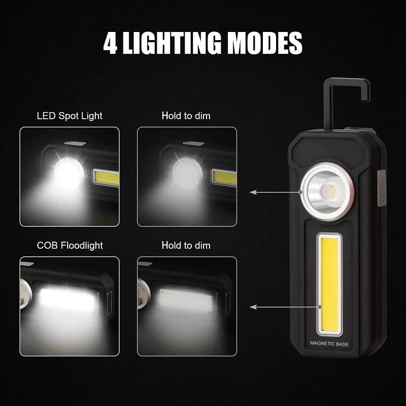 500 Lumens Portable Battery Light With Magnetic Mechanic Light 2 Pack