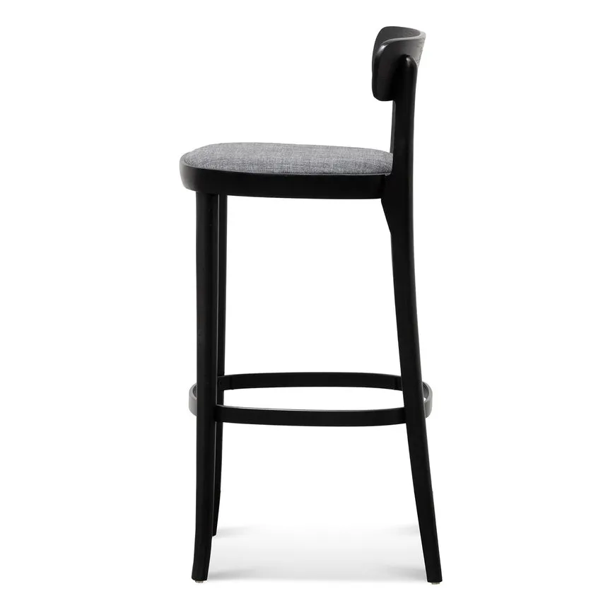 65cm Fabric Bar Stool - Black with Pepper Grey Seat (Set Of 2)