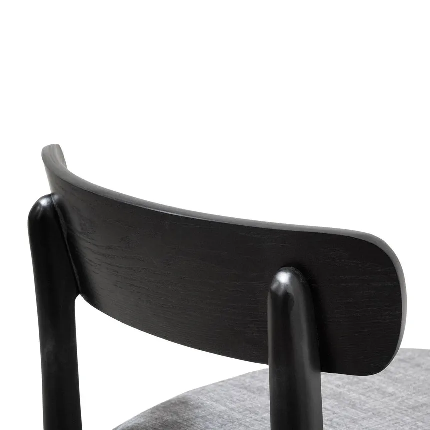 65cm Fabric Bar Stool - Black with Pepper Grey Seat (Set Of 2)