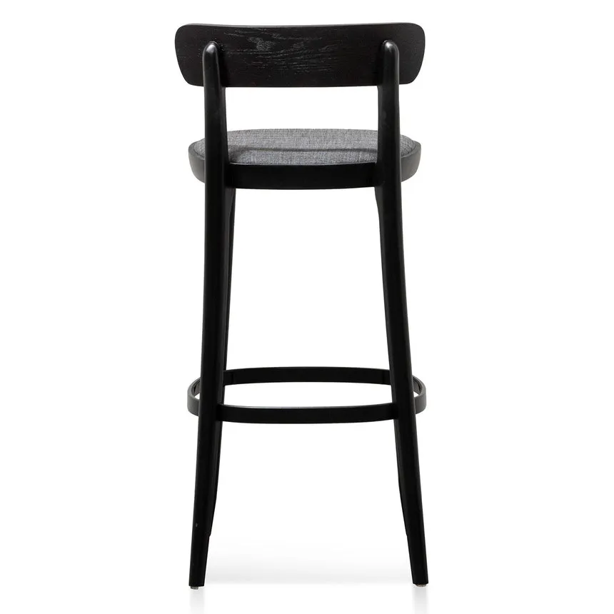 65cm Fabric Bar Stool - Black with Pepper Grey Seat (Set Of 2)