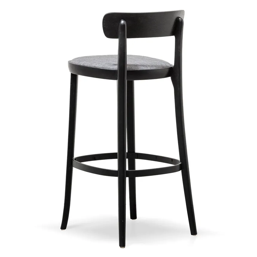 65cm Fabric Bar Stool - Black with Pepper Grey Seat (Set Of 2)