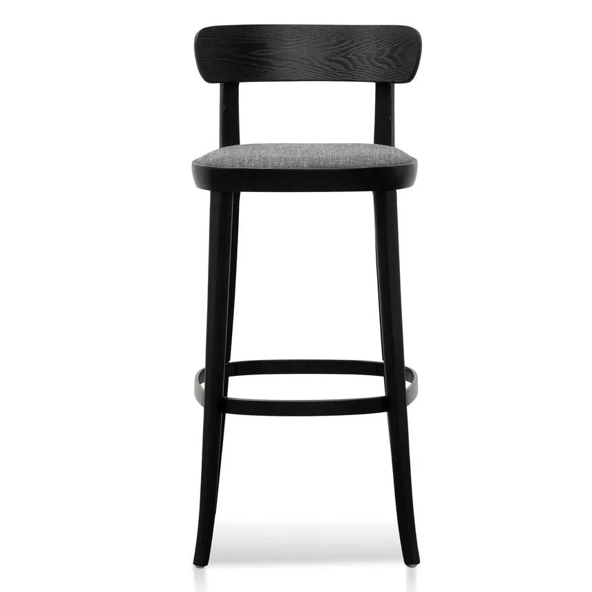 65cm Fabric Bar Stool - Black with Pepper Grey Seat (Set Of 2)