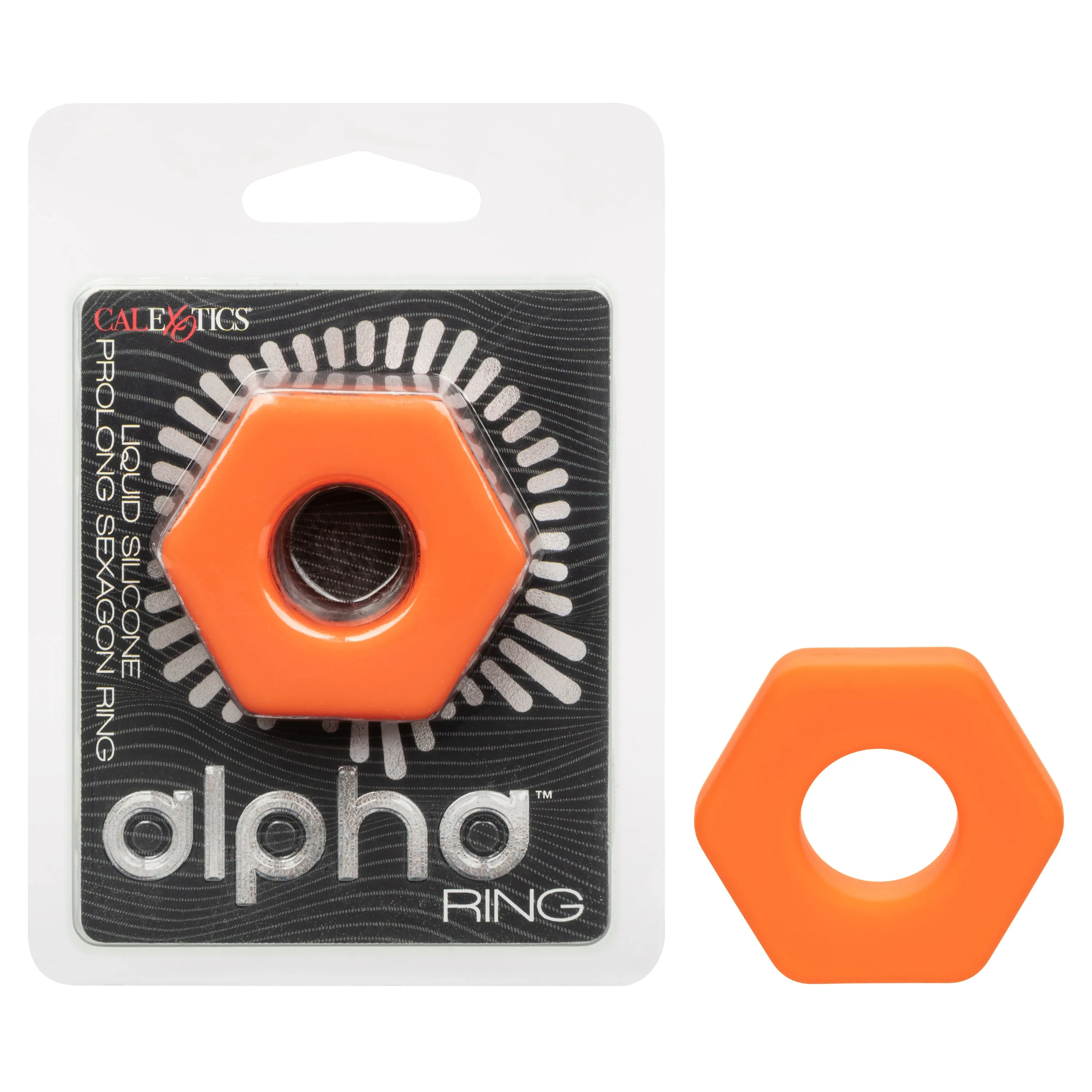 Alpha Liquid Silicone Prolong Sexagon Ring -  Orange