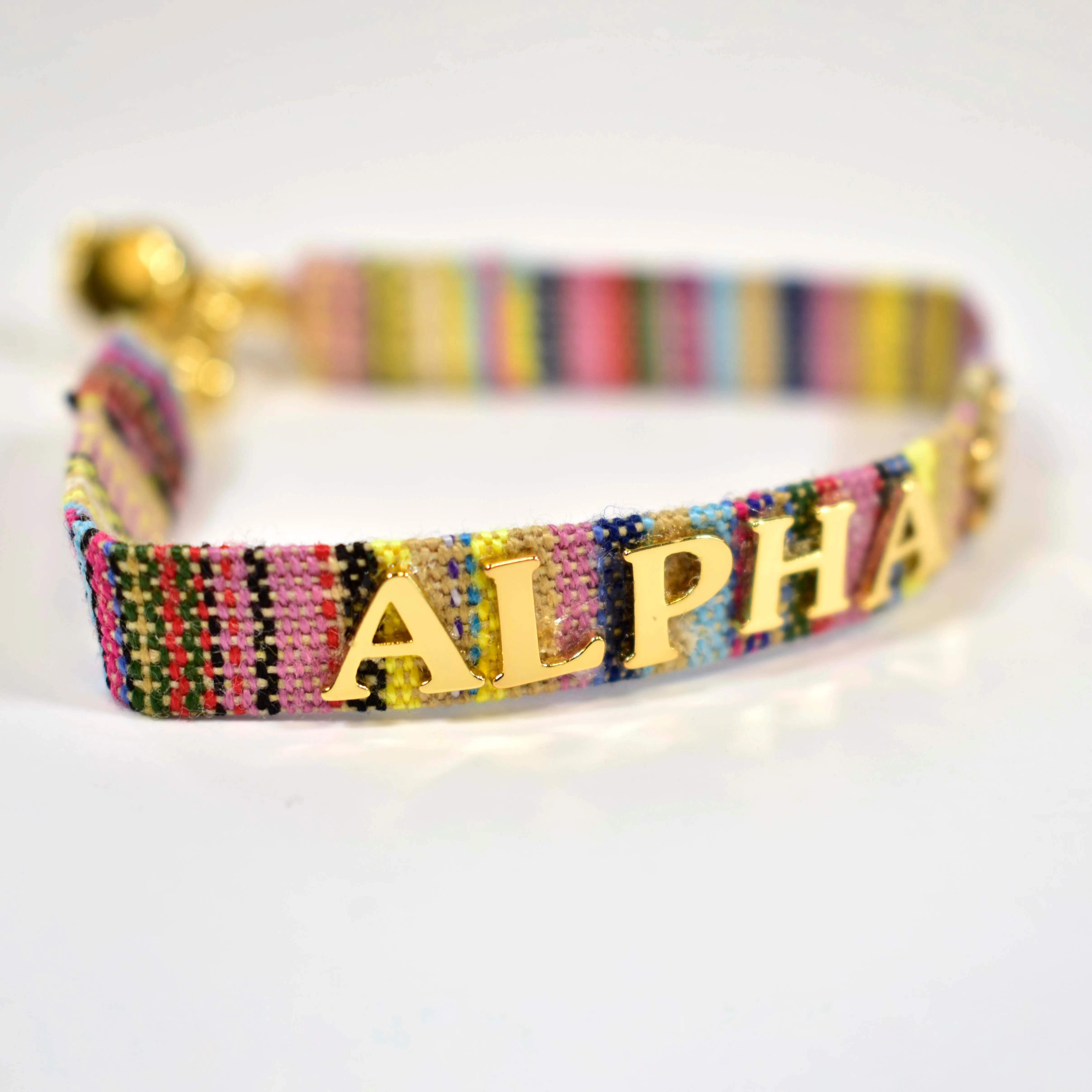 Alpha Omicron Pi Woven Bracelet, Multi-Color Design