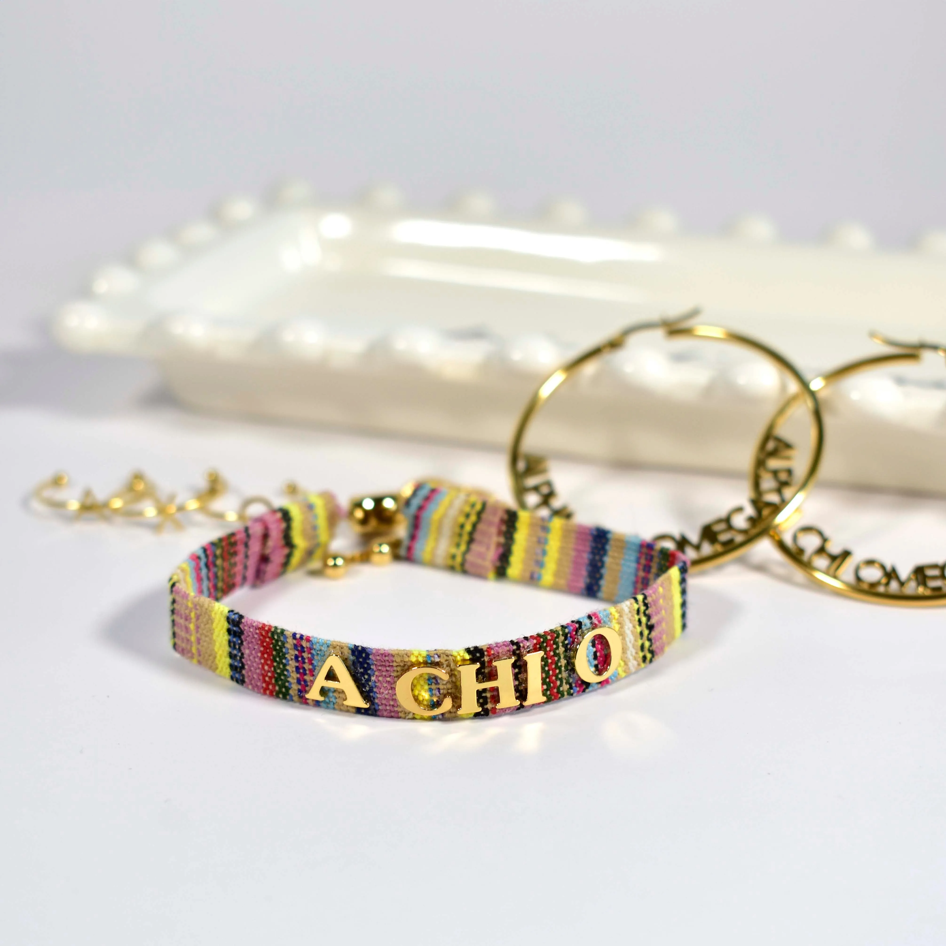 Alpha Omicron Pi Woven Bracelet, Multi-Color Design