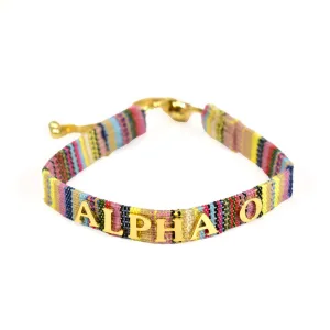 Alpha Omicron Pi Woven Bracelet, Multi-Color Design