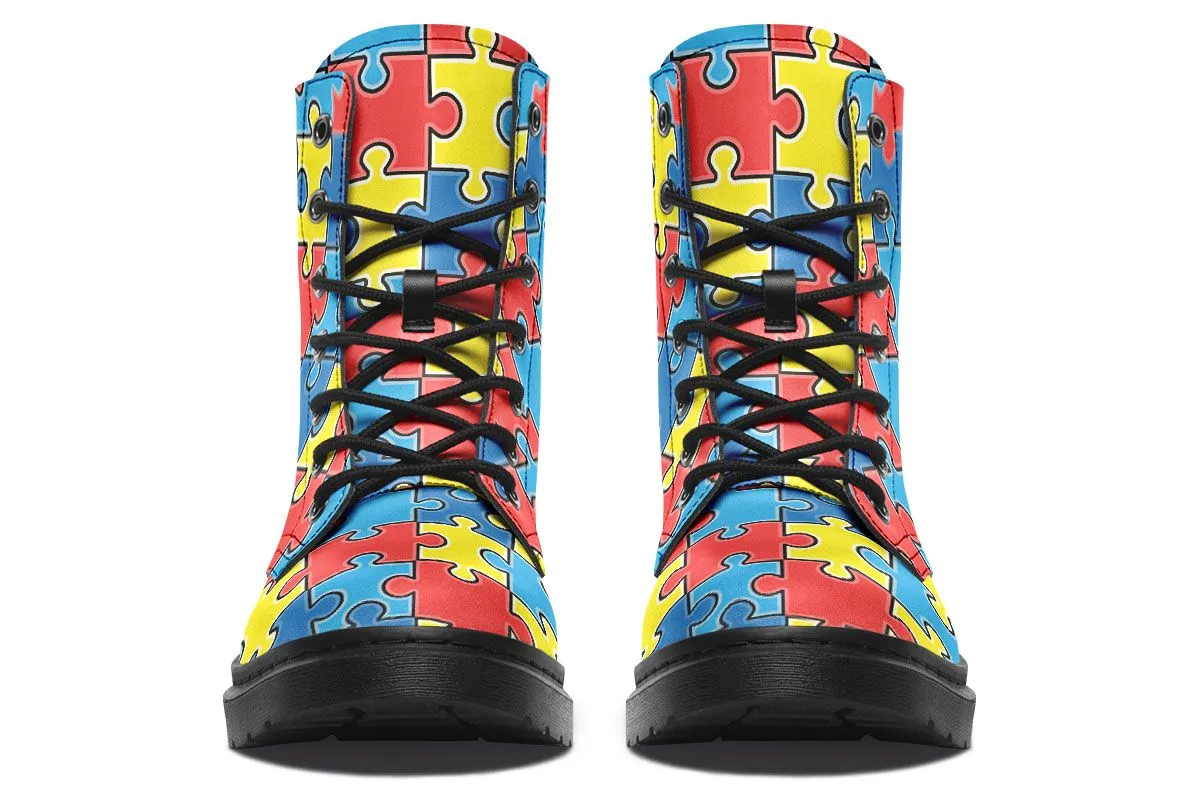 Autism Awareness Puzzle Boots