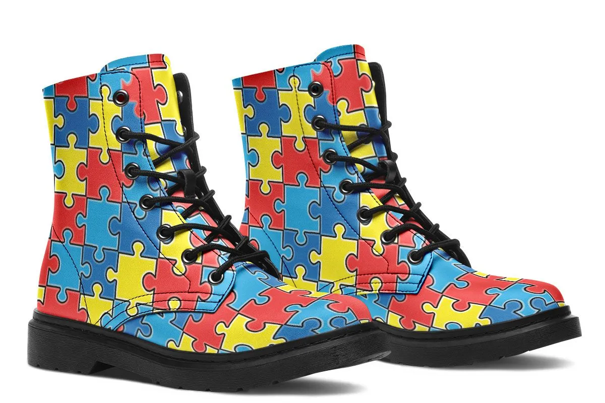 Autism Awareness Puzzle Boots