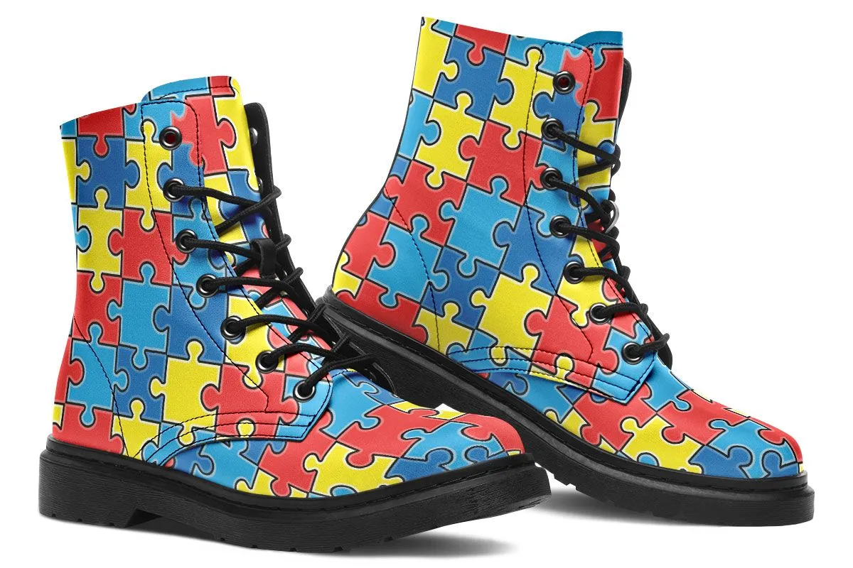 Autism Awareness Puzzle Boots