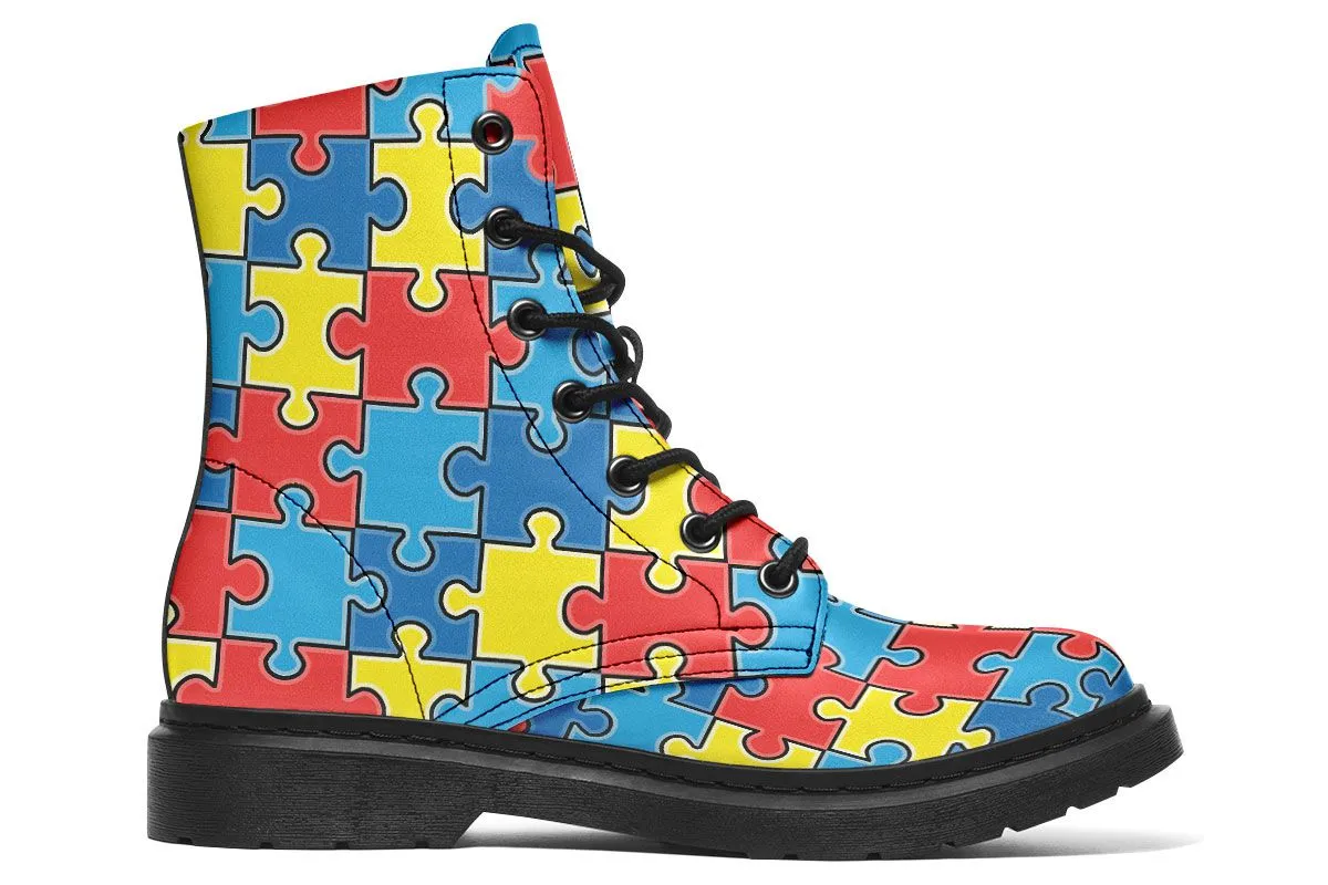 Autism Awareness Puzzle Boots