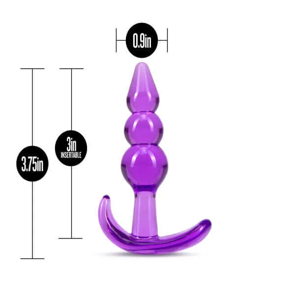 B Yours Triple Bead Anal Plug Purple - Comfortable Beaded Design | Body-Safe