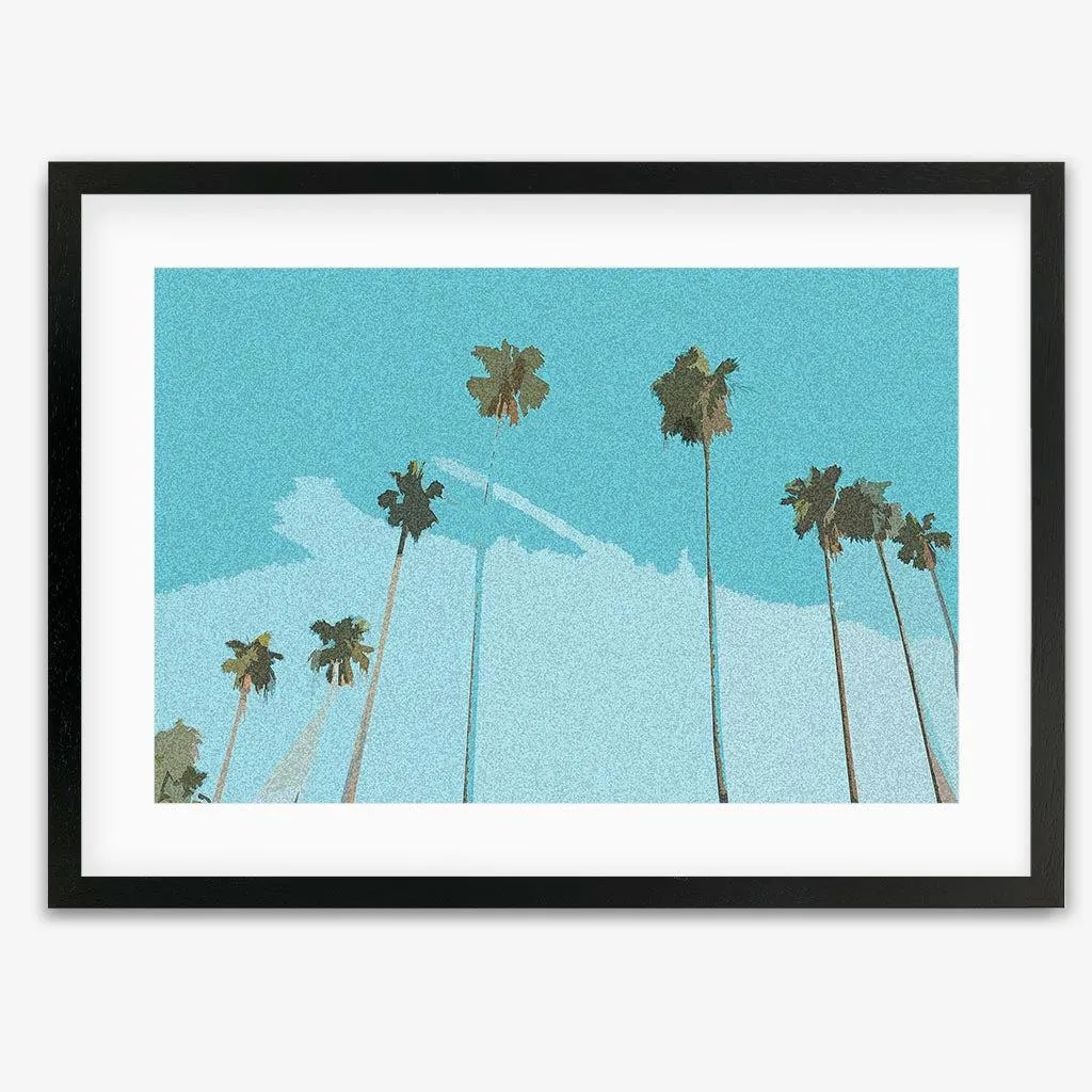 Blue Vintage Palm Trees Framed Art