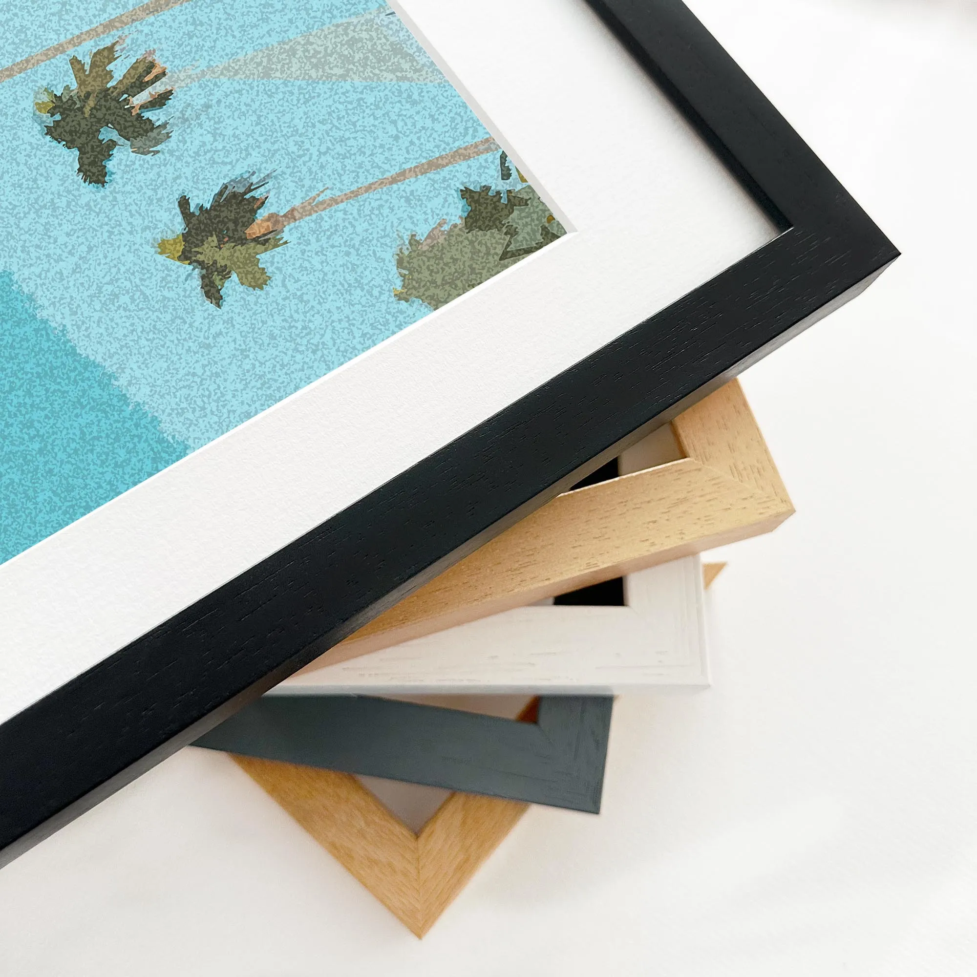 Blue Vintage Palm Trees Framed Art