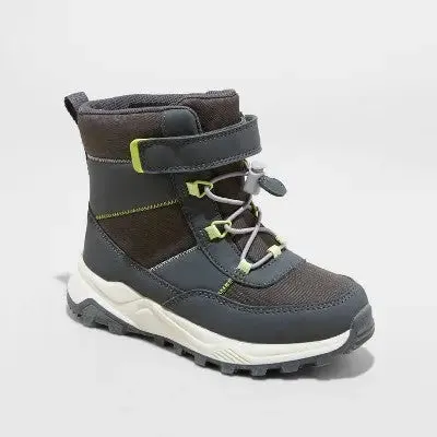 Cat & Jack Kids Hook-And-Loop Lace-Up Ankle Hiker Winter Boots Waterproof