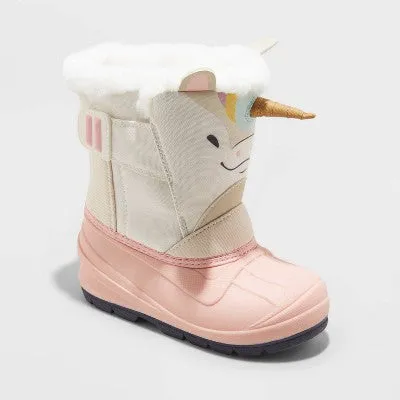 Cat & Jack Toddler Faux Fur Hook-And-Loop Mid Calf Winter Boots Waterproof