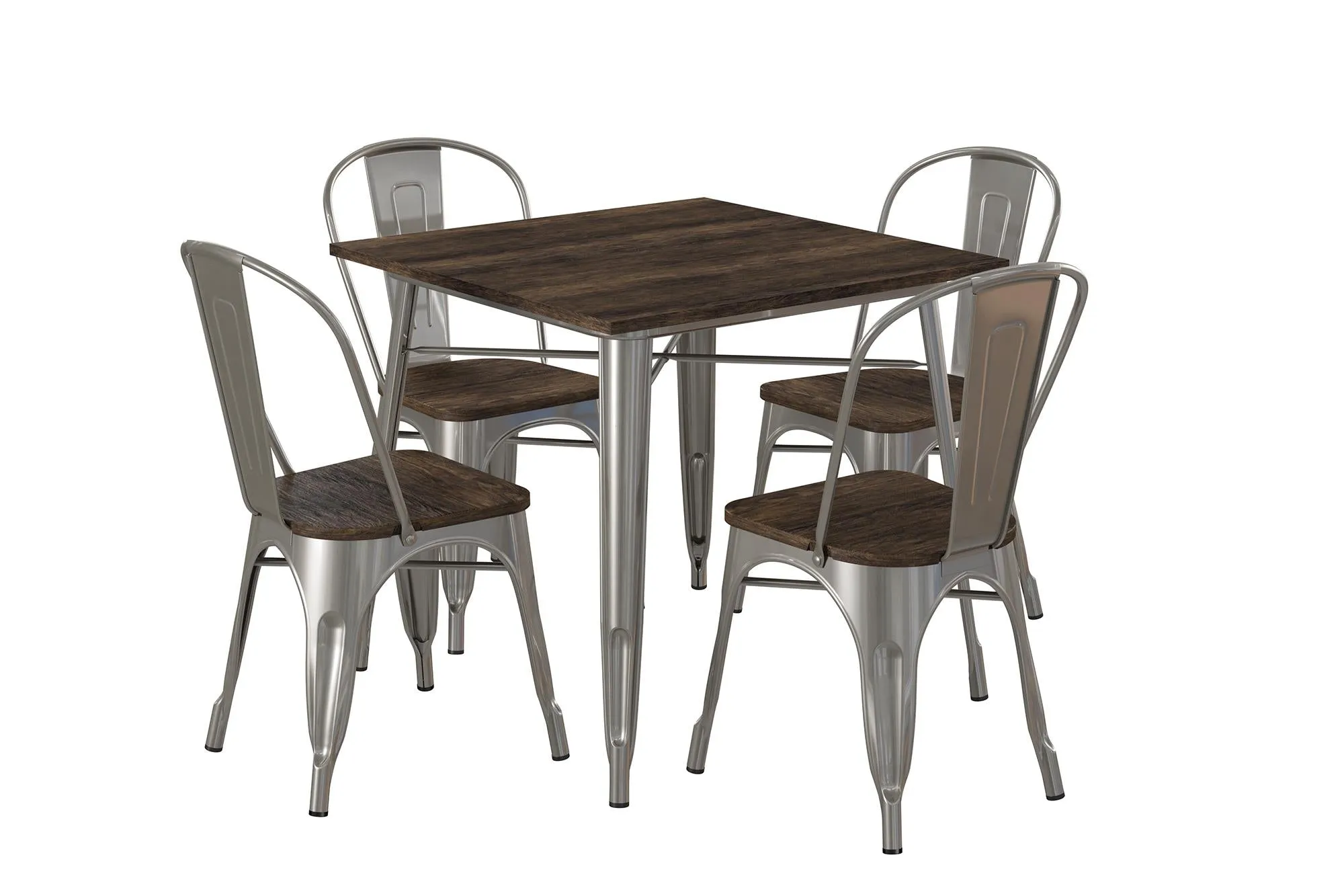 DHP Fusion Square Dining Table, Dining Room Furniture, Antique Gun Metal/Wood