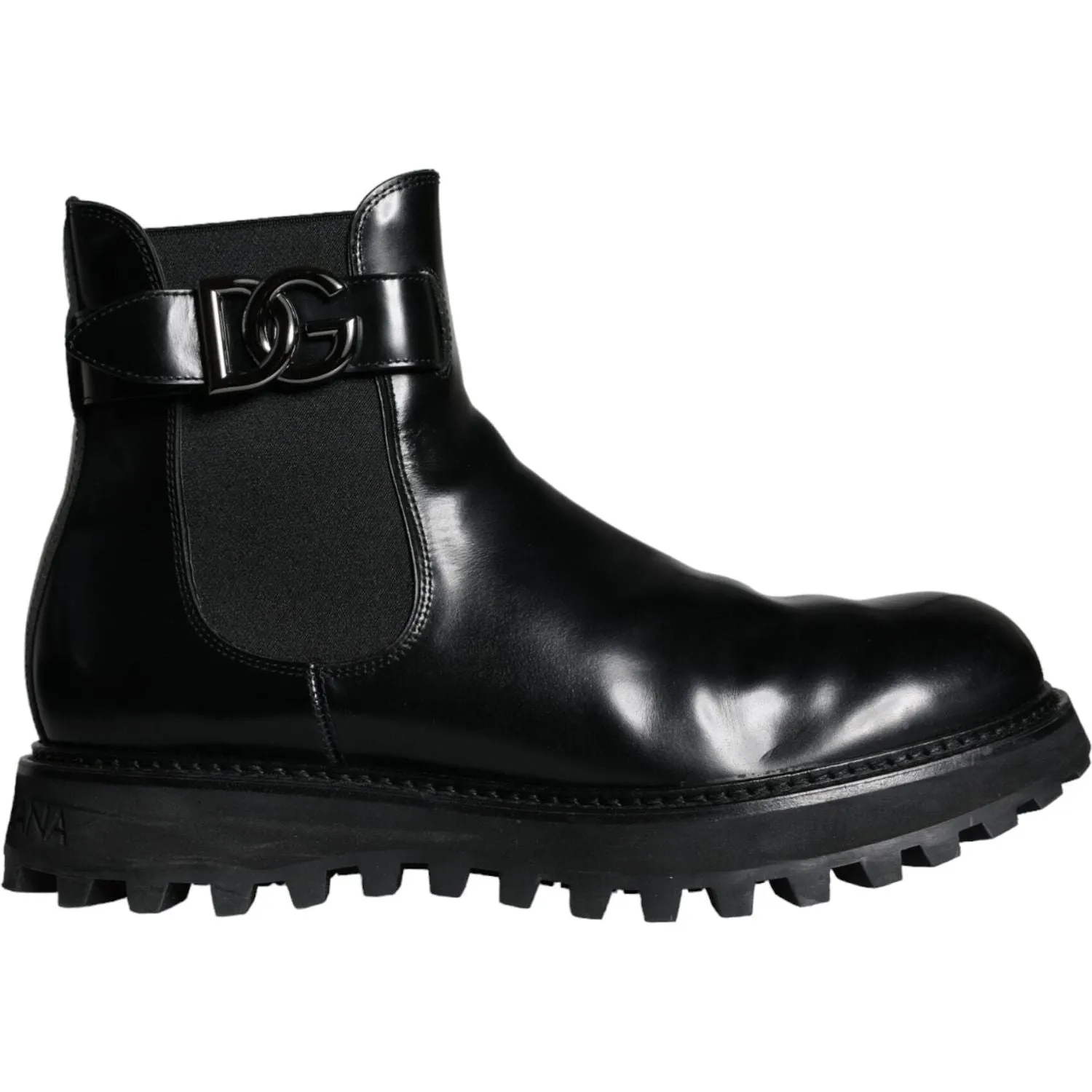 Dolce & Gabbana Black Belted DG Logo Men Chelsea Boots Shoes