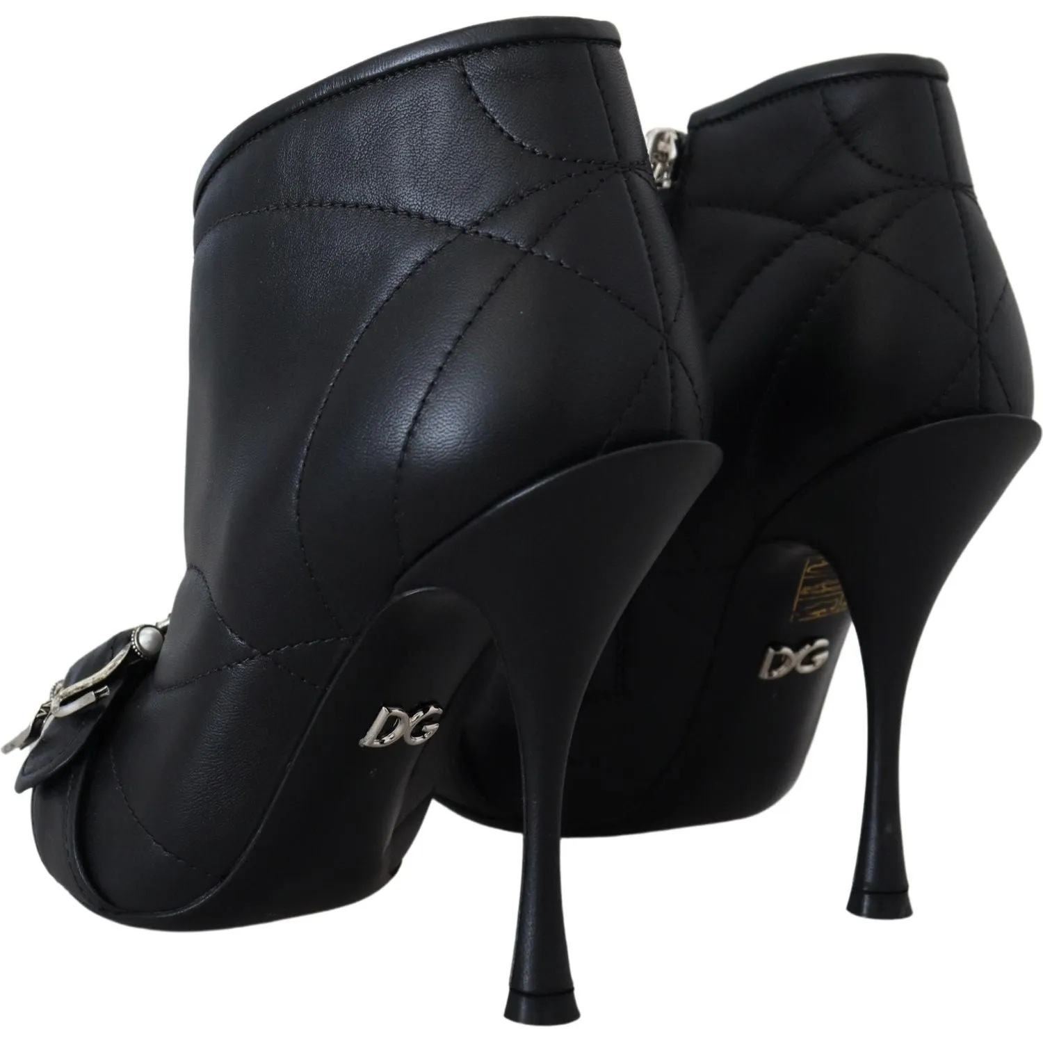 Dolce & Gabbana Elegant Black Quilted Leather Booties