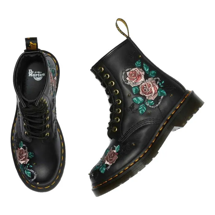 Dr Martens Vonda Chain 1460 8 Eye Pink Roses Black LAST SIZE UK4, US WOMENS 6