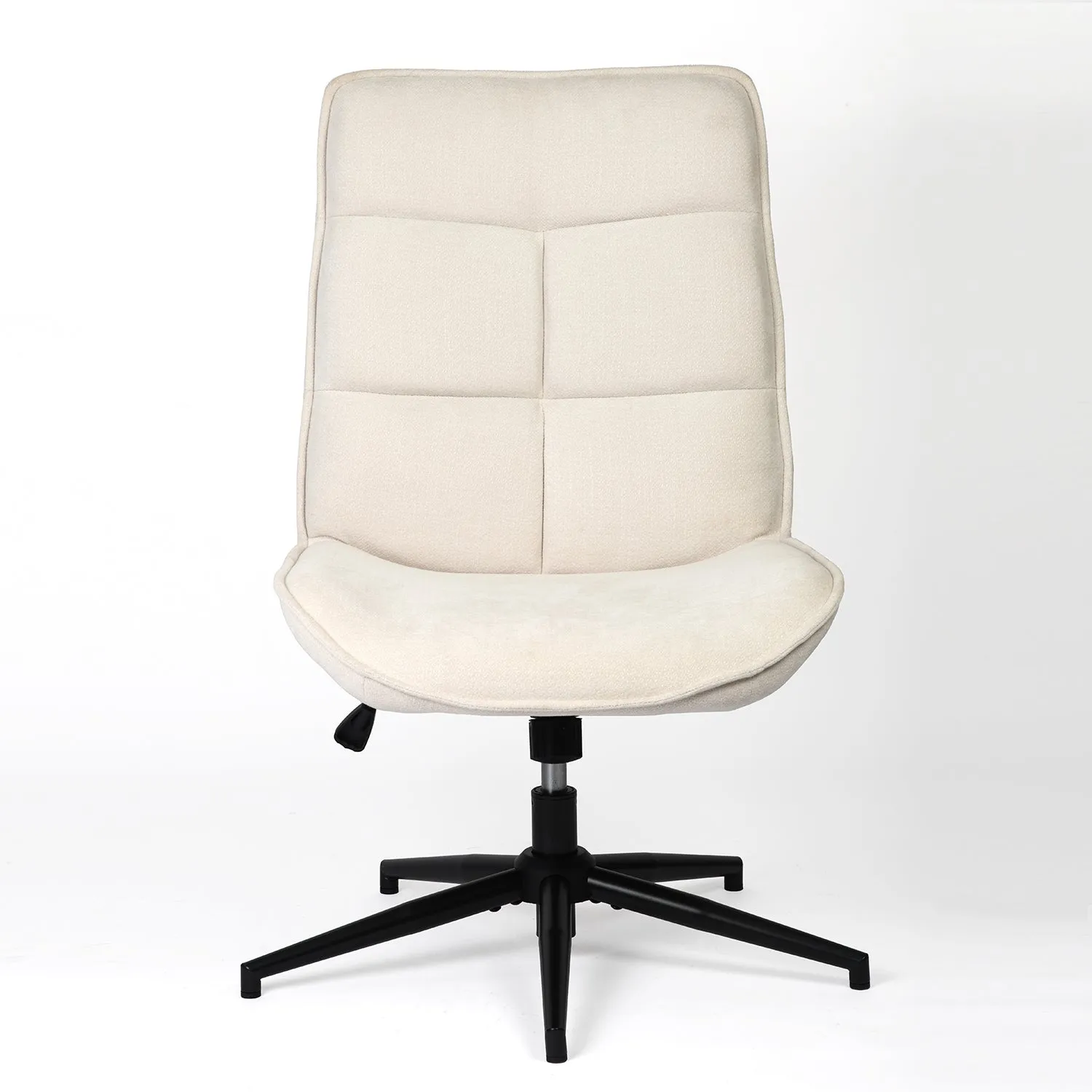 Ergonomic Swivel Office Chair - Beige Chenille Upholstery with Adjustable Height, High Backrest, and Padded Seat, Modern Design