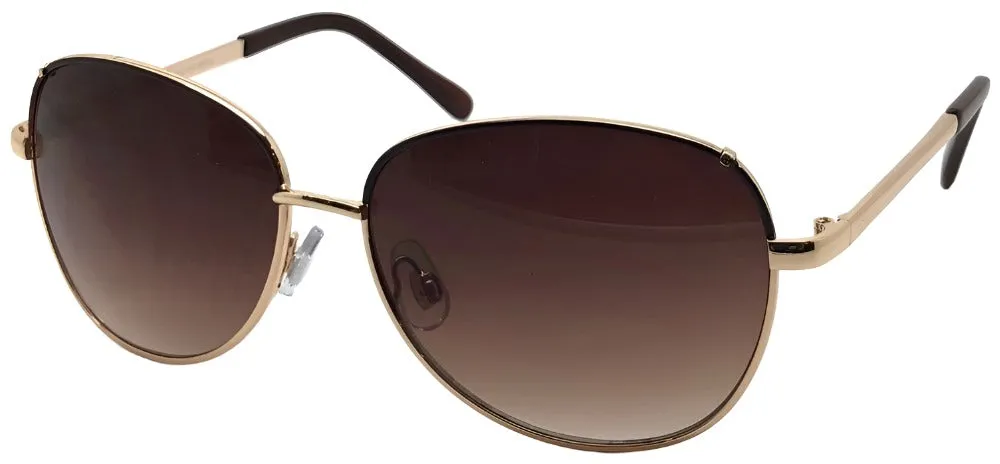 Fantas-Eyes Womens Ophelia Oval Metal Non-Polarized Sunglasses - Gold/Brown