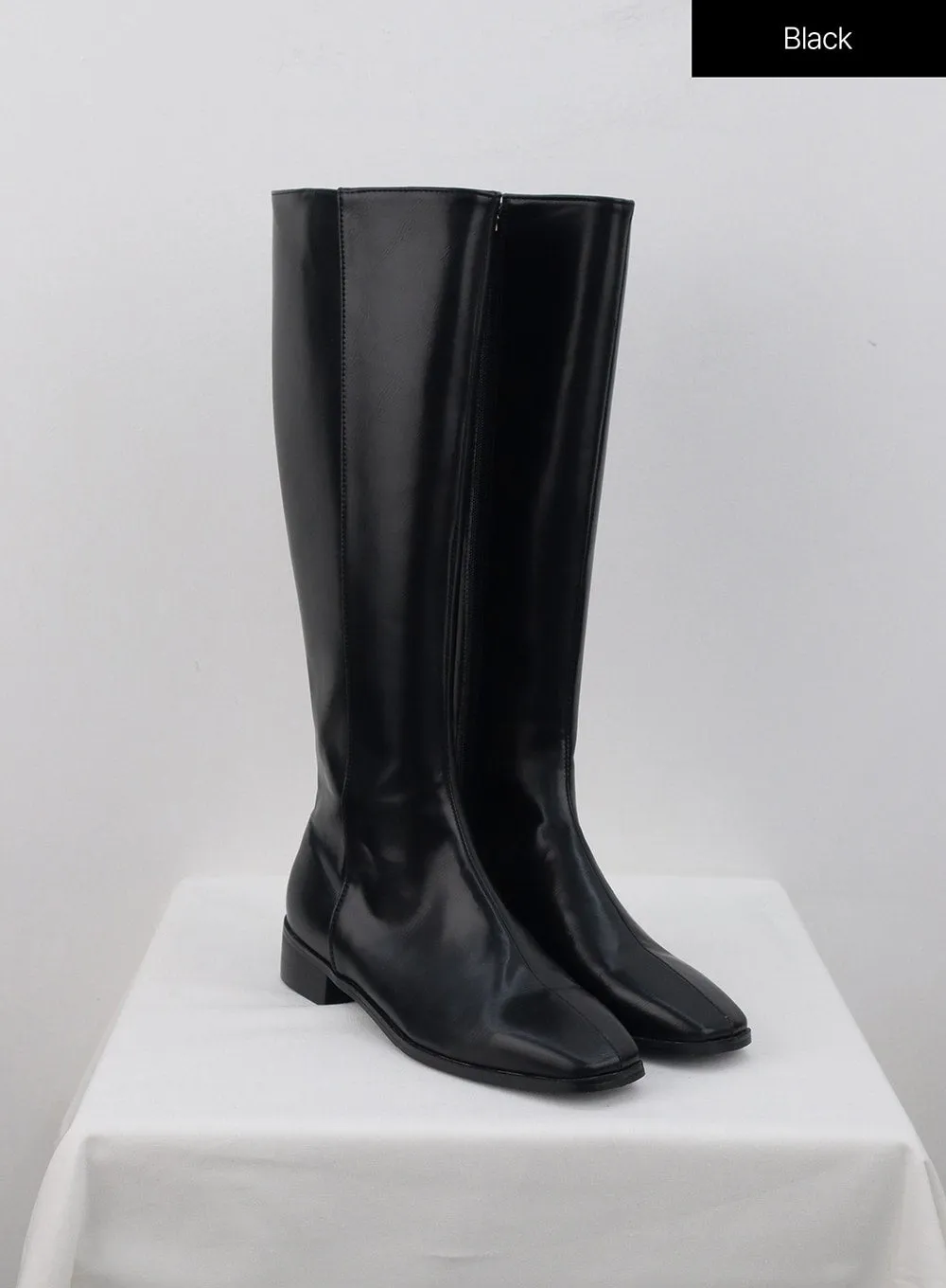 Faux Leather Square-Toe Boots OG322