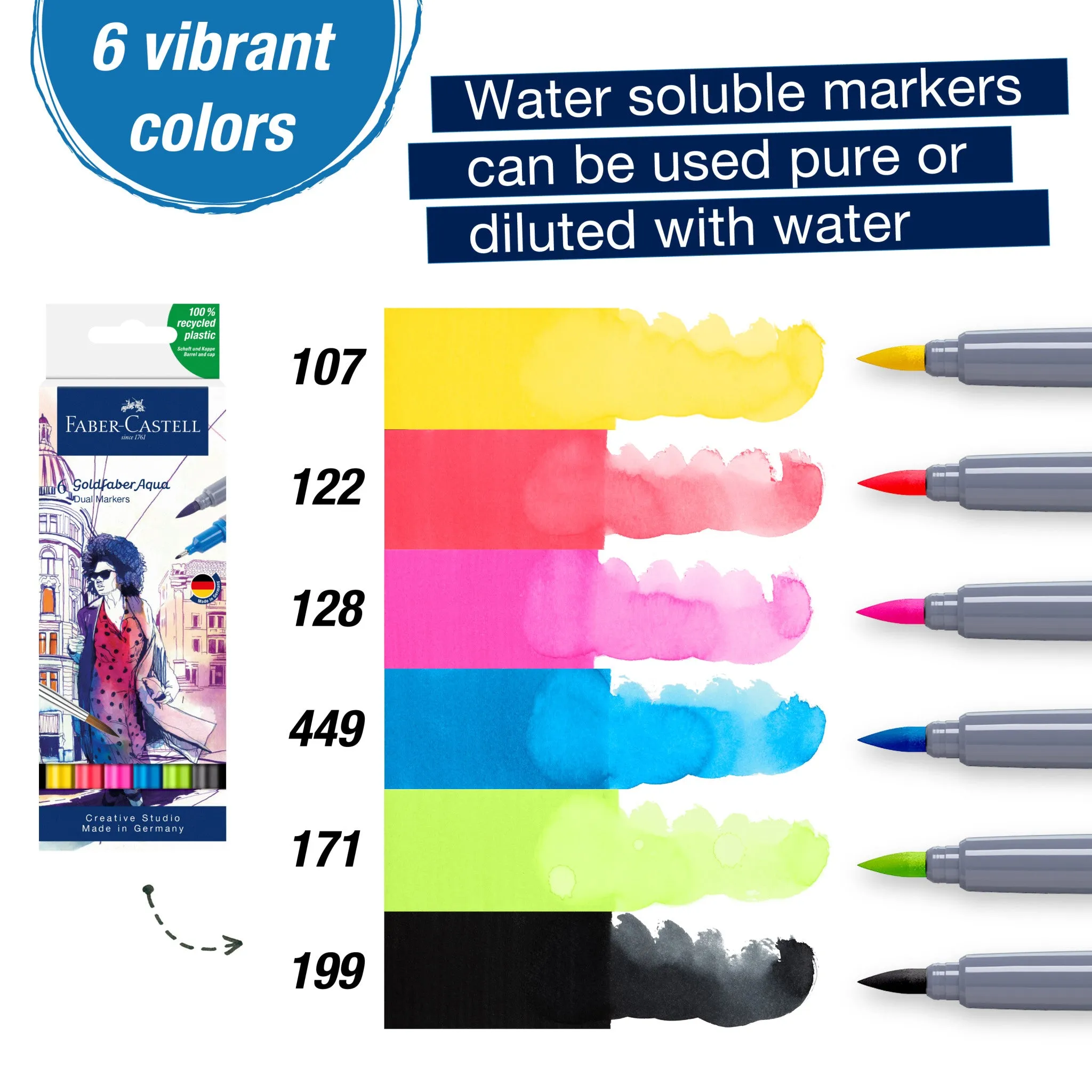 Goldfaber Aqua Dual Markers, Wallet of 6 - #164606