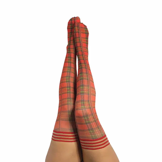 Kixies Grace Red Plaid Thigh-High - All Sizes