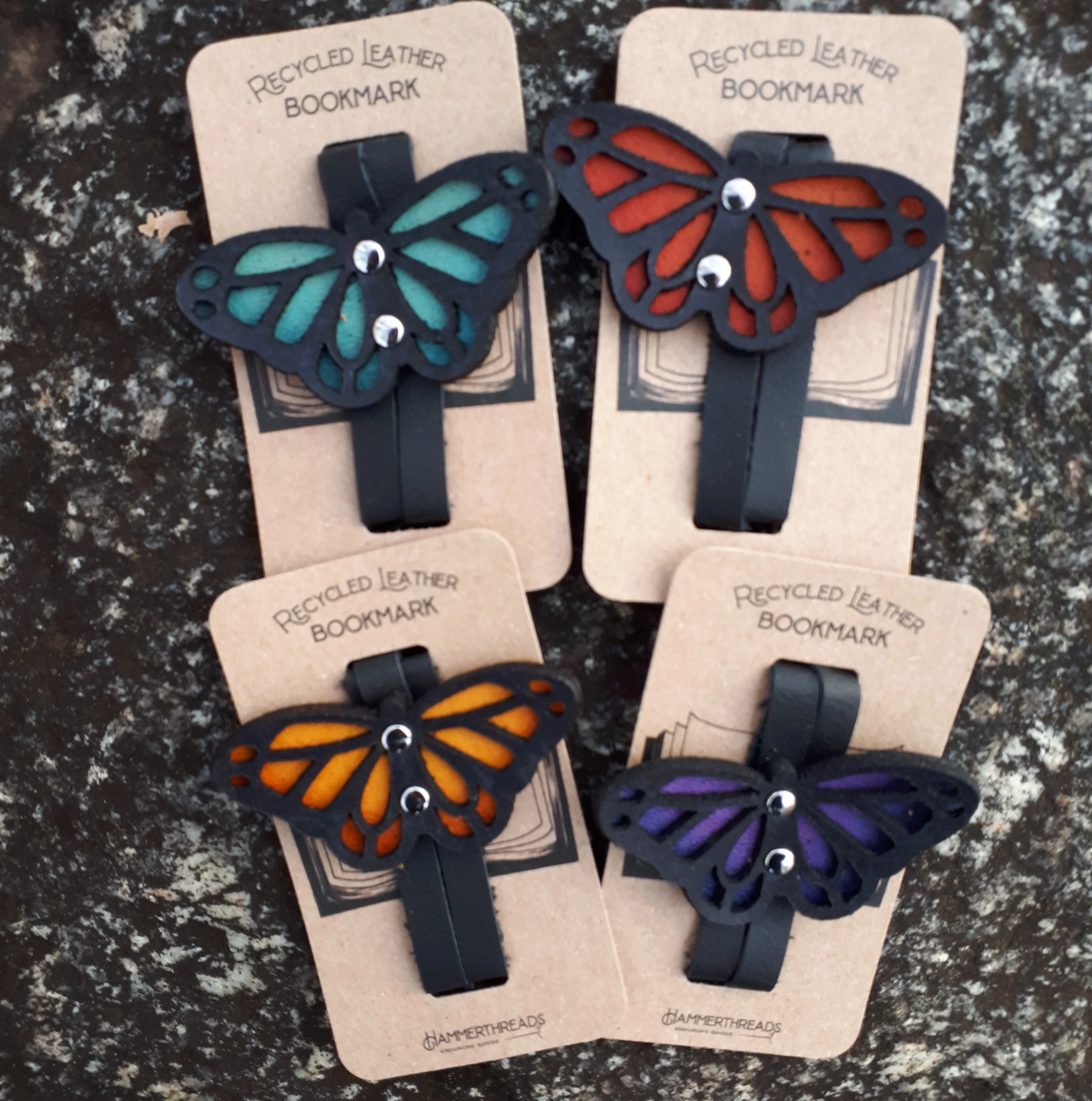 Leather Bookmarks by Hammerthreads- Butterflies