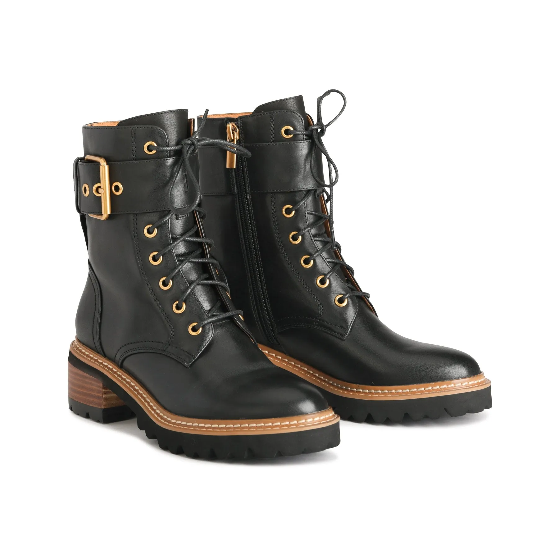 LINE LACE UP BOOTS LEATHER