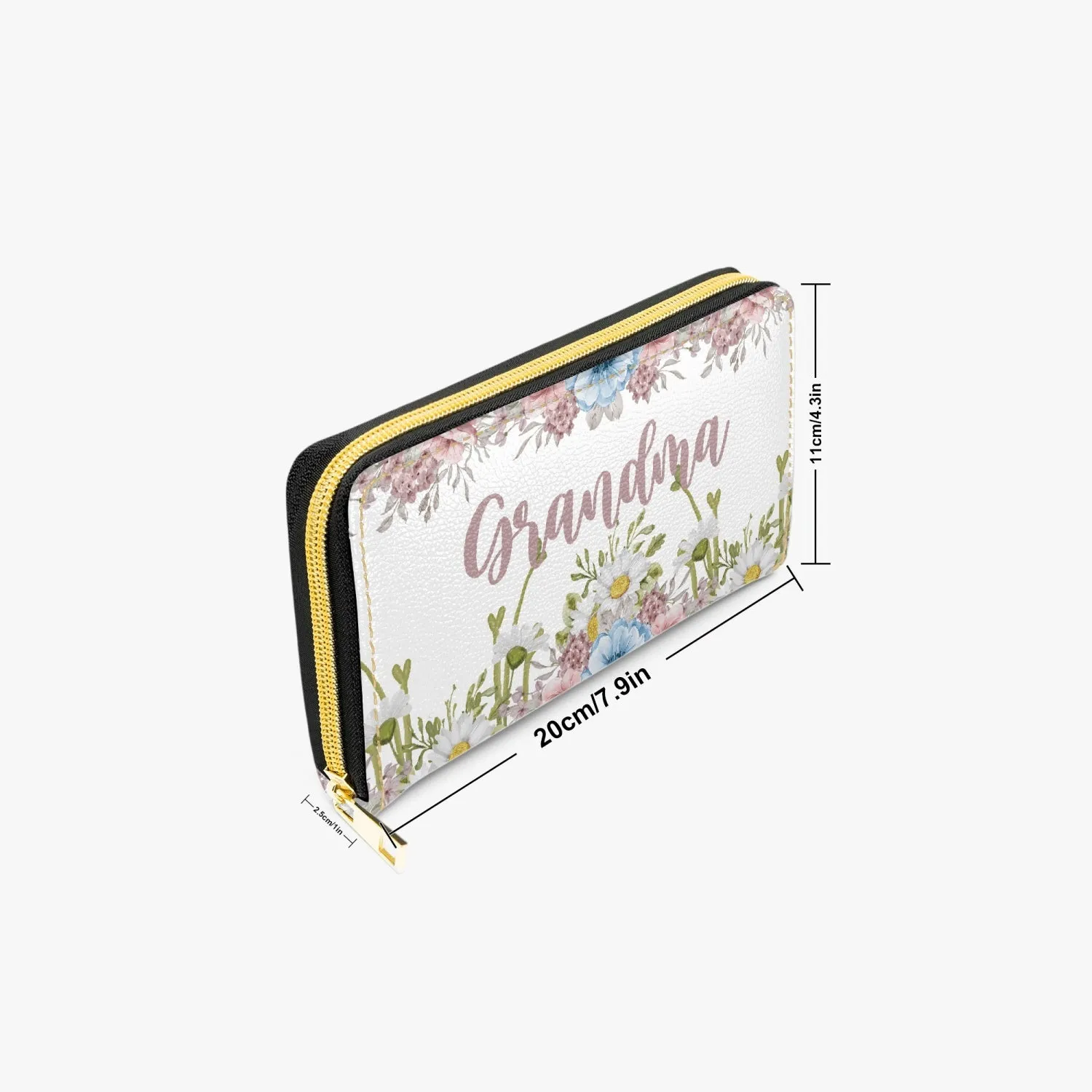 Long Type Zipper Purse, Floral, Grandma