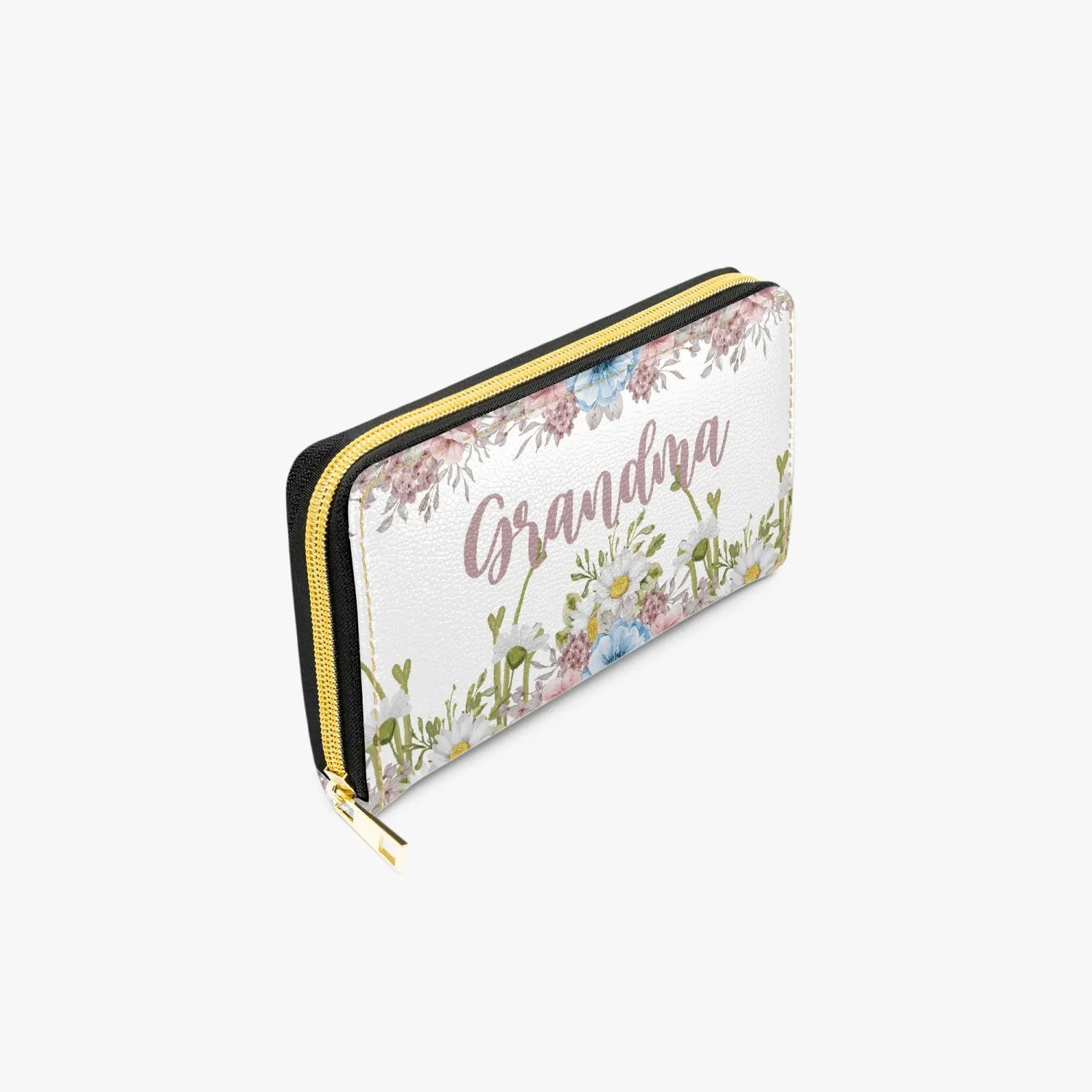 Long Type Zipper Purse, Floral, Grandma