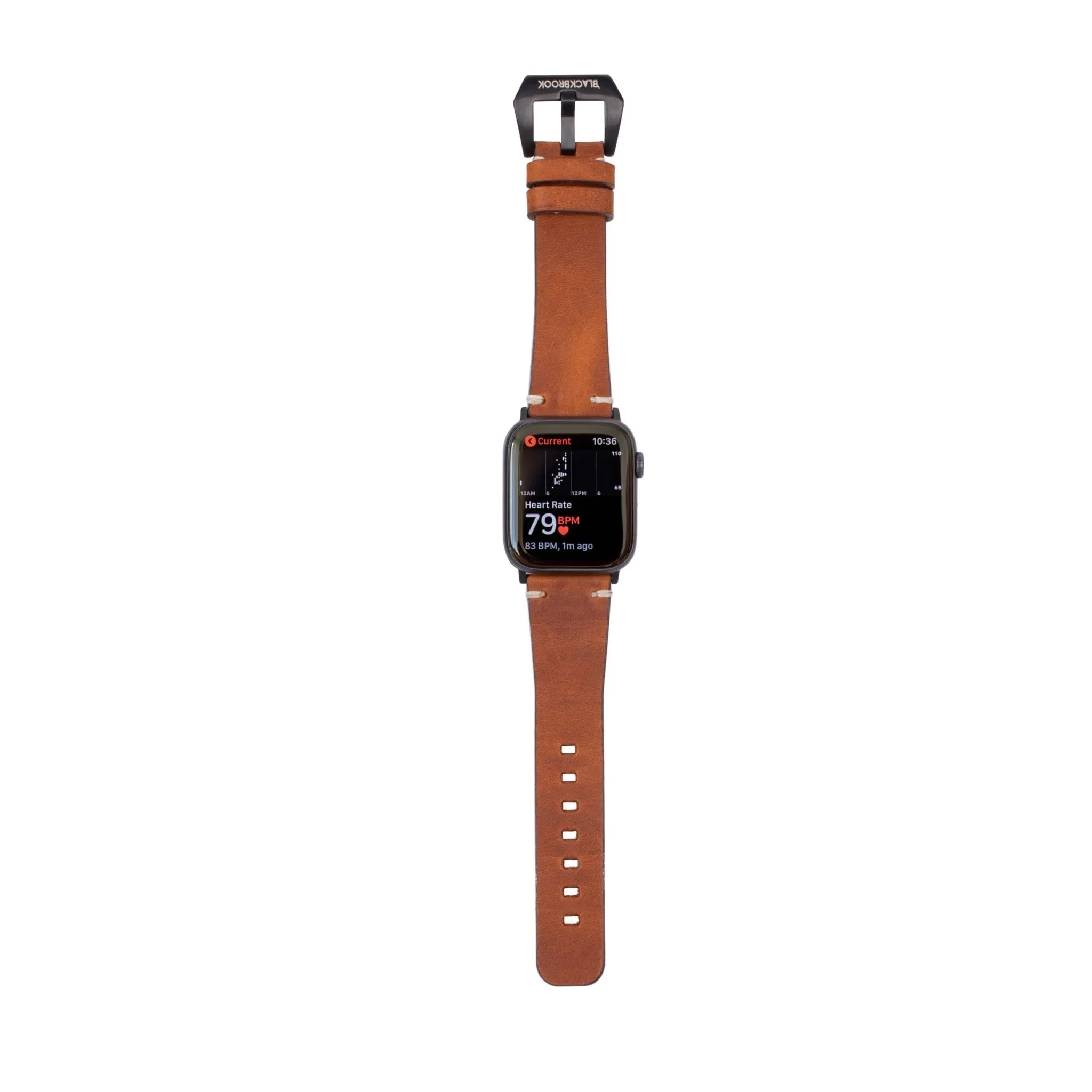 Modern Newport Band for Apple Watch 44mm / 45mm, Golden Brown, Black Hardware