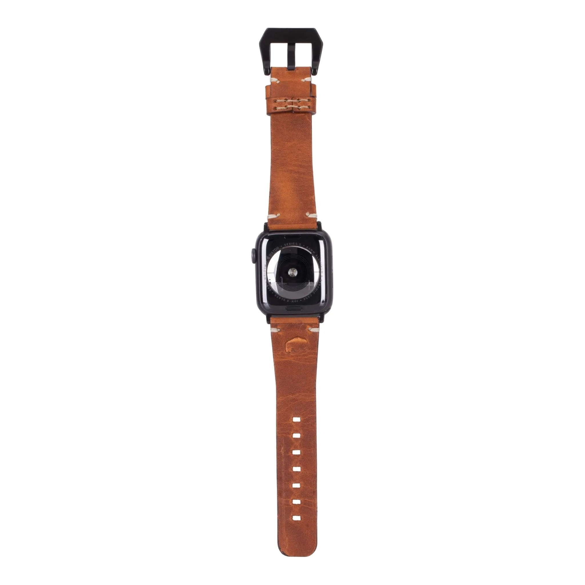 Modern Newport Band for Apple Watch 44mm / 45mm, Golden Brown, Black Hardware