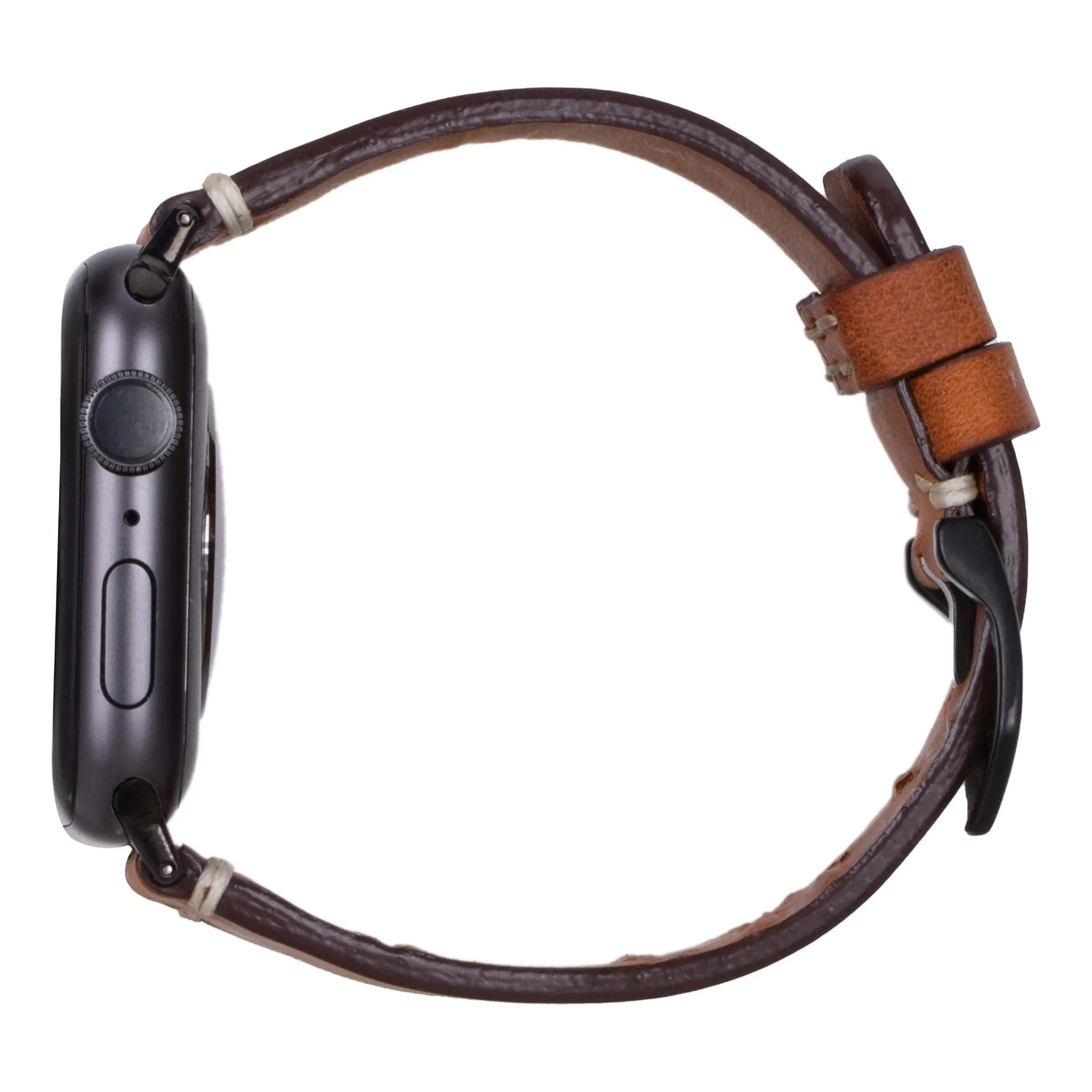 Modern Newport Band for Apple Watch 44mm / 45mm, Golden Brown, Black Hardware