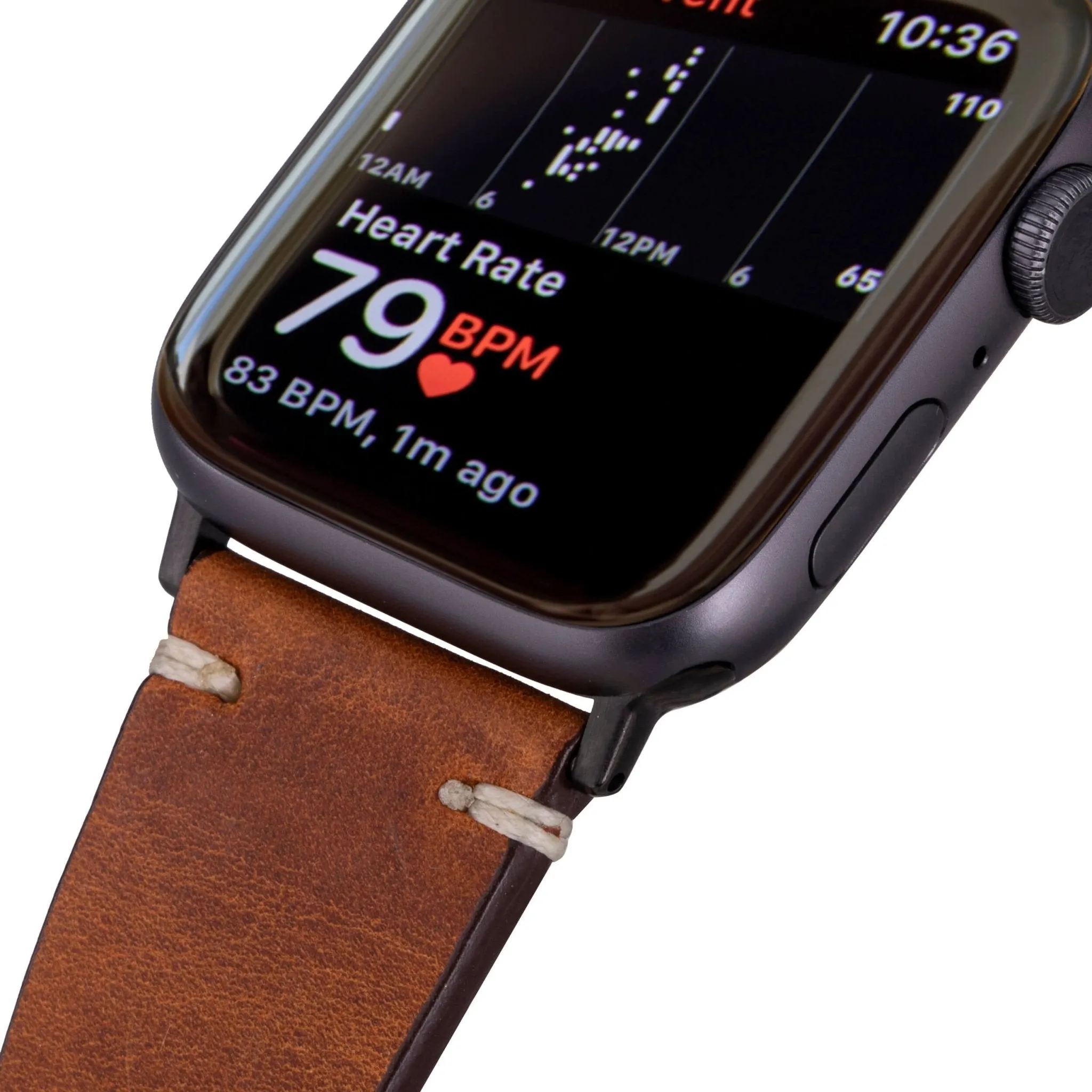 Modern Newport Band for Apple Watch 44mm / 45mm, Golden Brown, Black Hardware