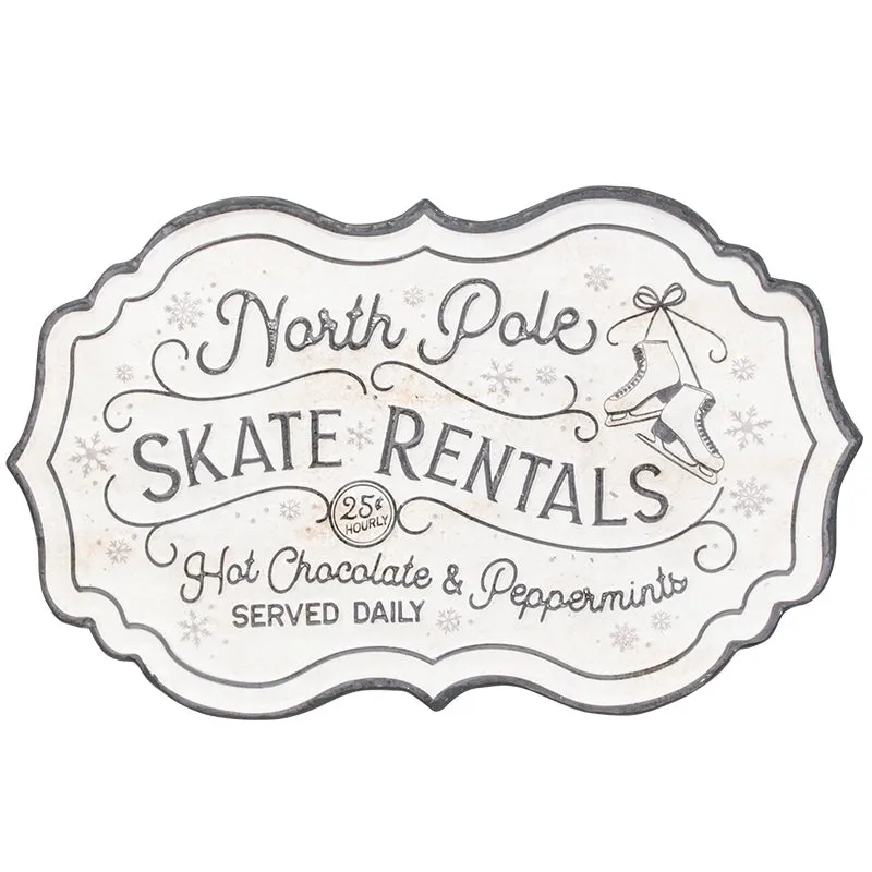 North Pole Skate Rentals Metal Sign