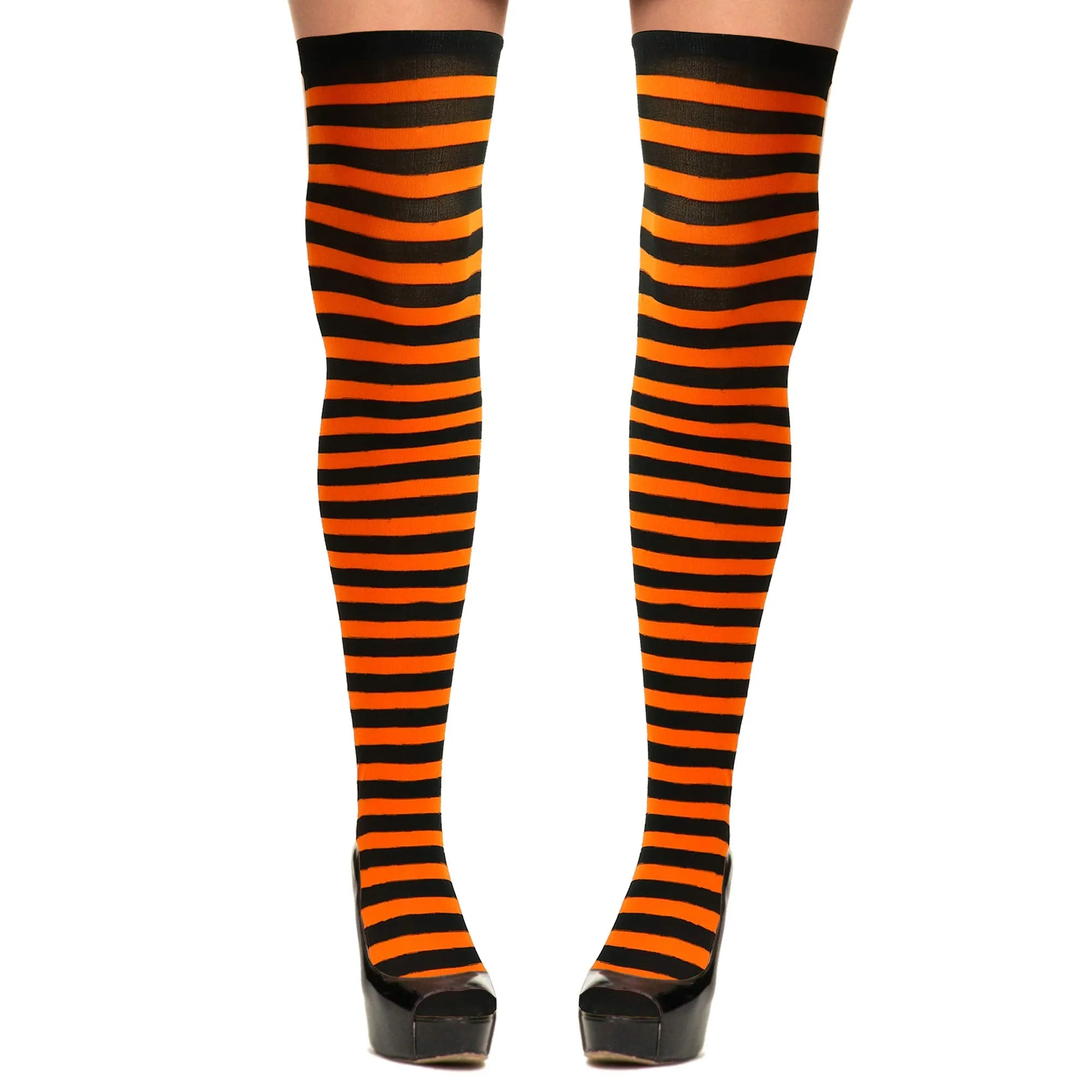 Orange and Black Socks - Over The Knee Orange and Black Costume Accessories Stockings for Men, Women and Kids