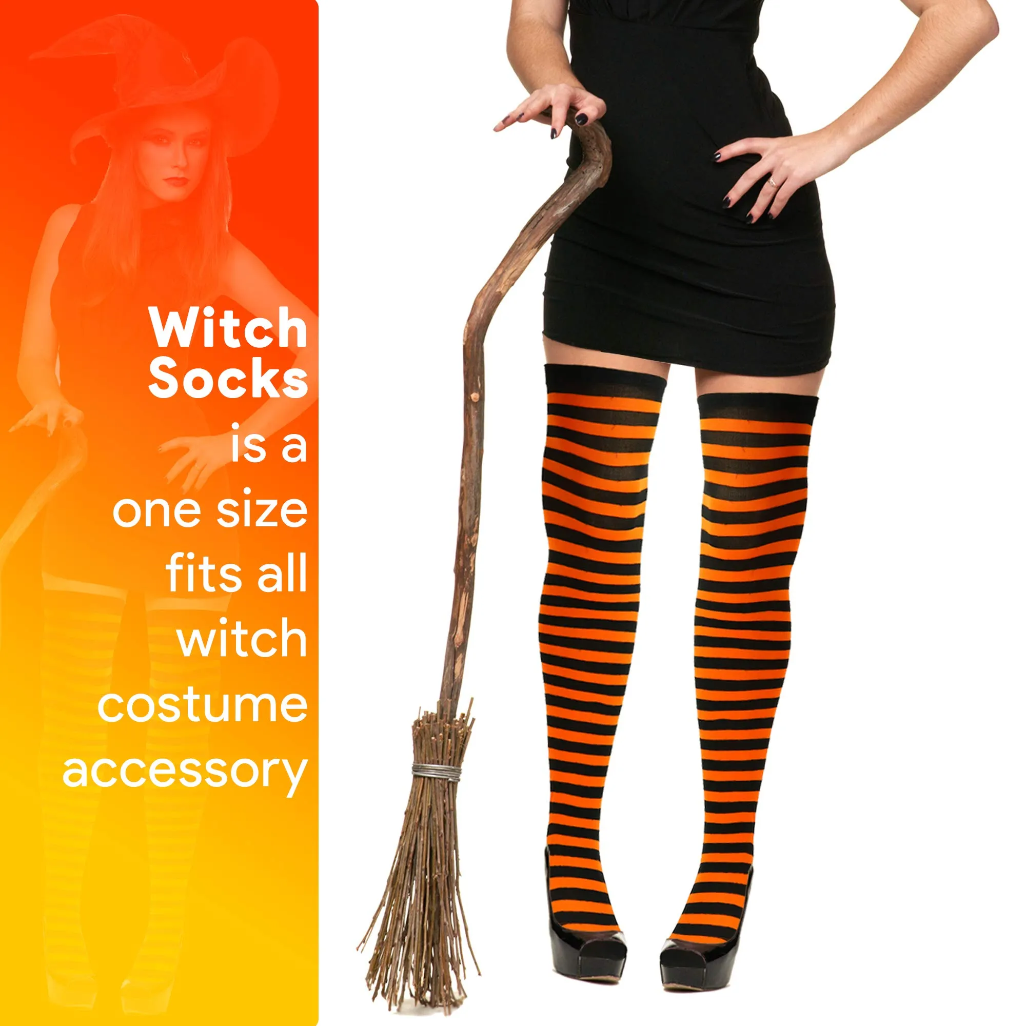 Orange and Black Socks - Over The Knee Orange and Black Costume Accessories Stockings for Men, Women and Kids