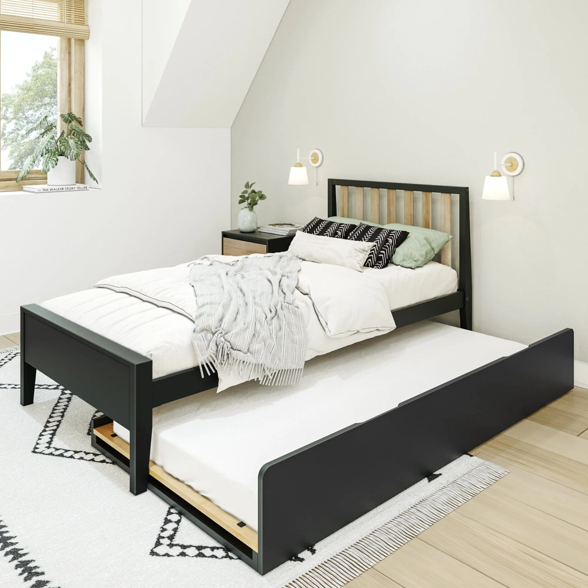 Scandinavian Twin Bed With Trundle