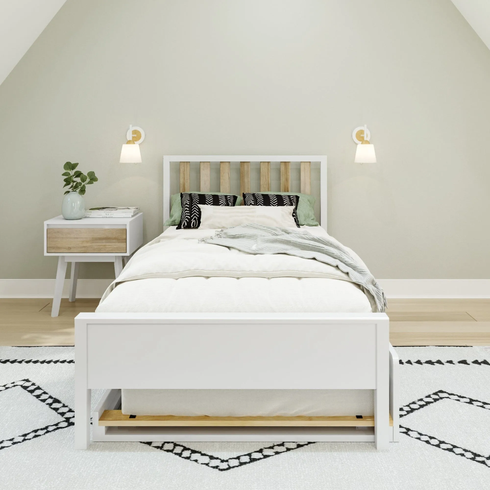 Scandinavian Twin Bed With Trundle