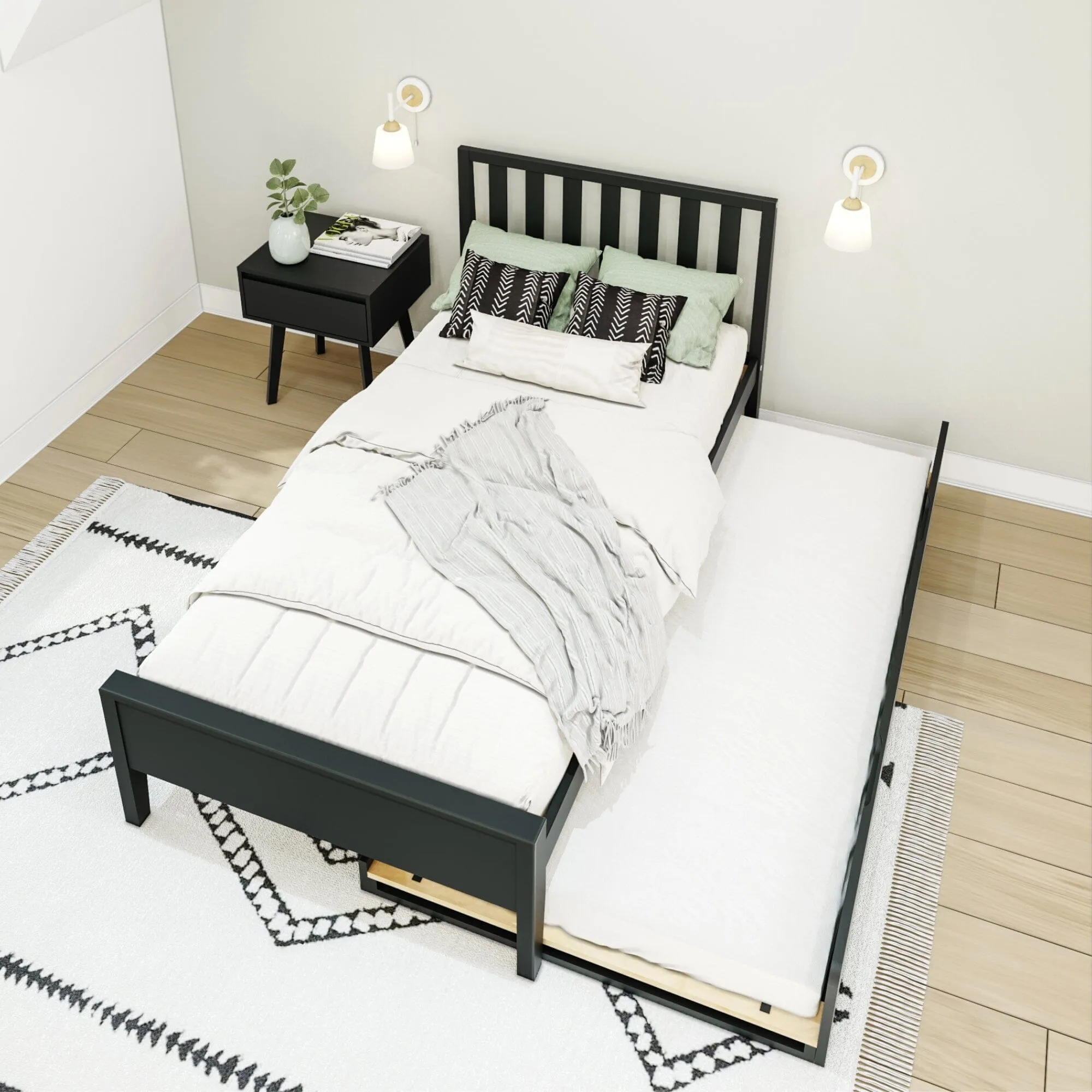 Scandinavian Twin Bed With Trundle