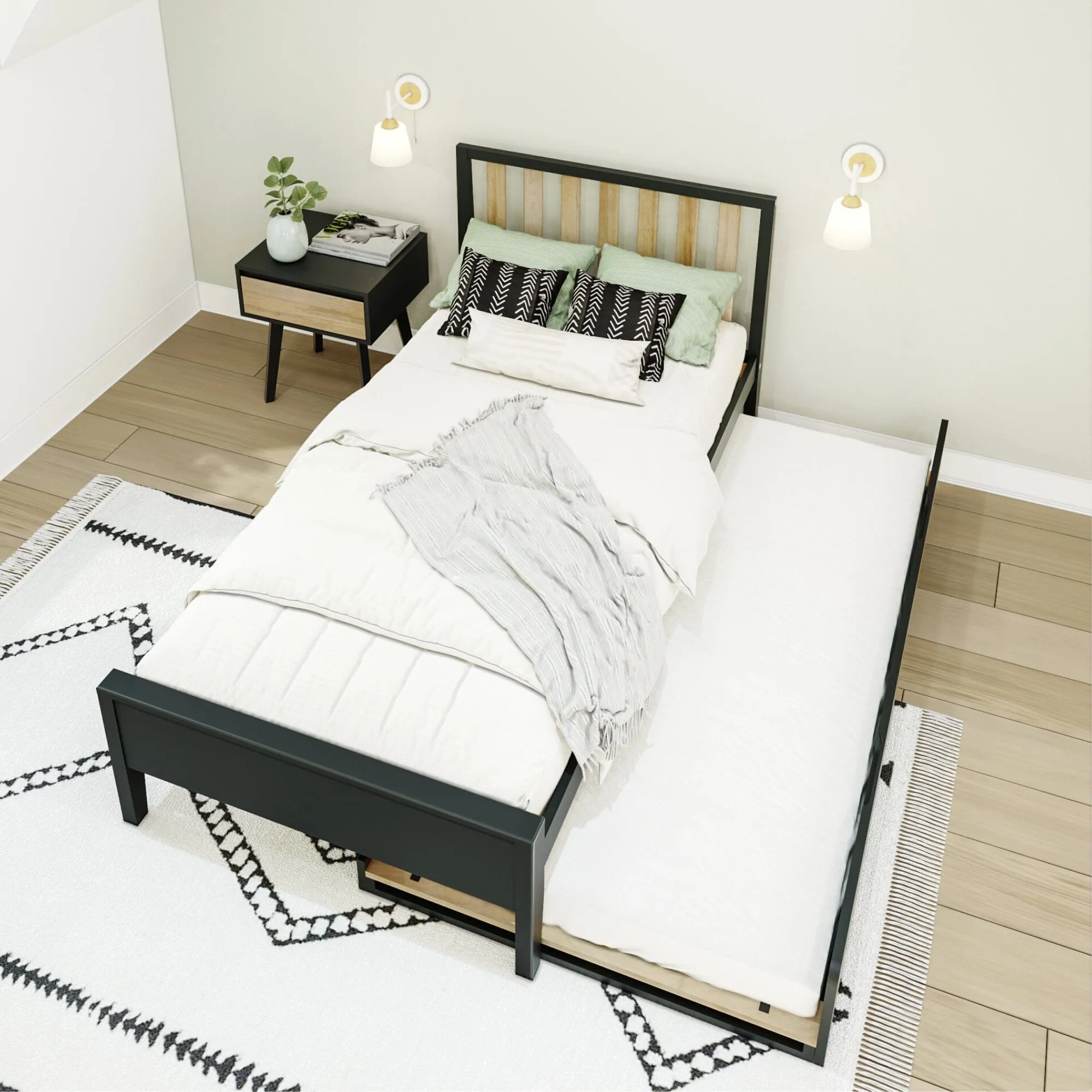 Scandinavian Twin Bed With Trundle