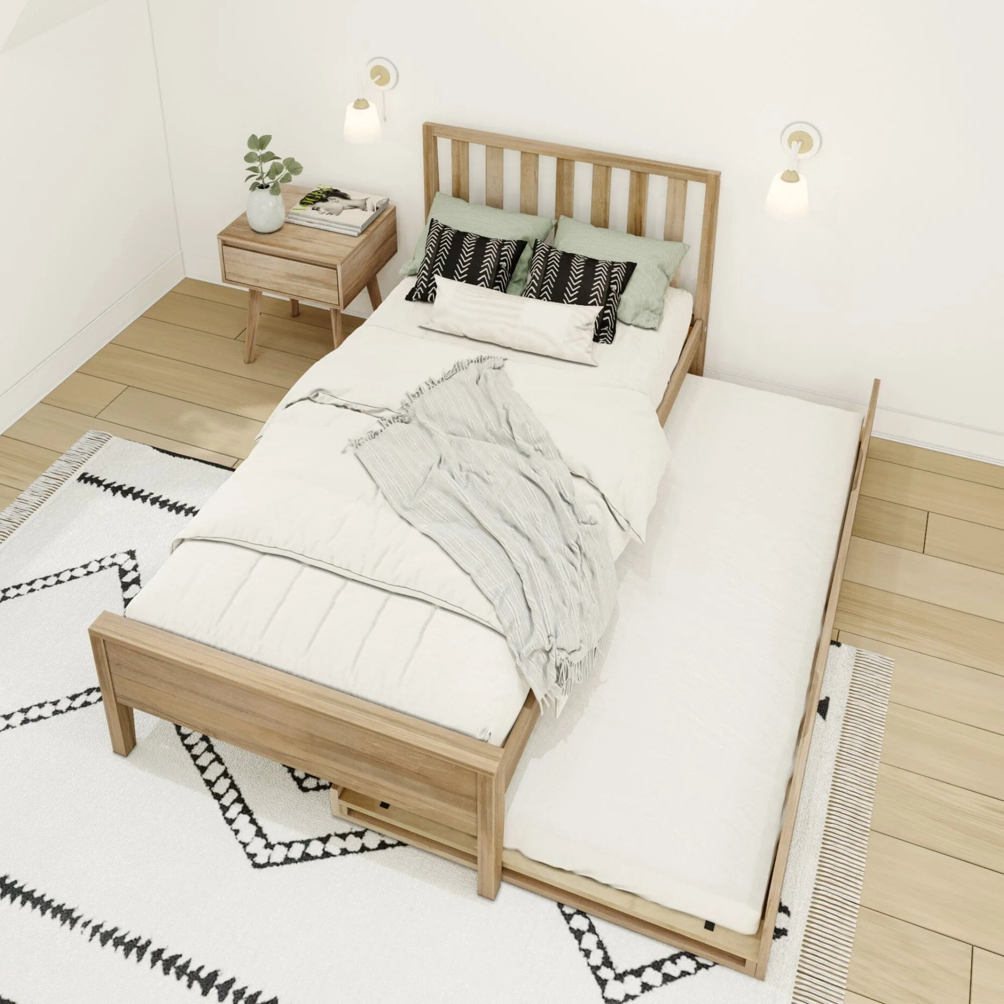 Scandinavian Twin Bed With Trundle