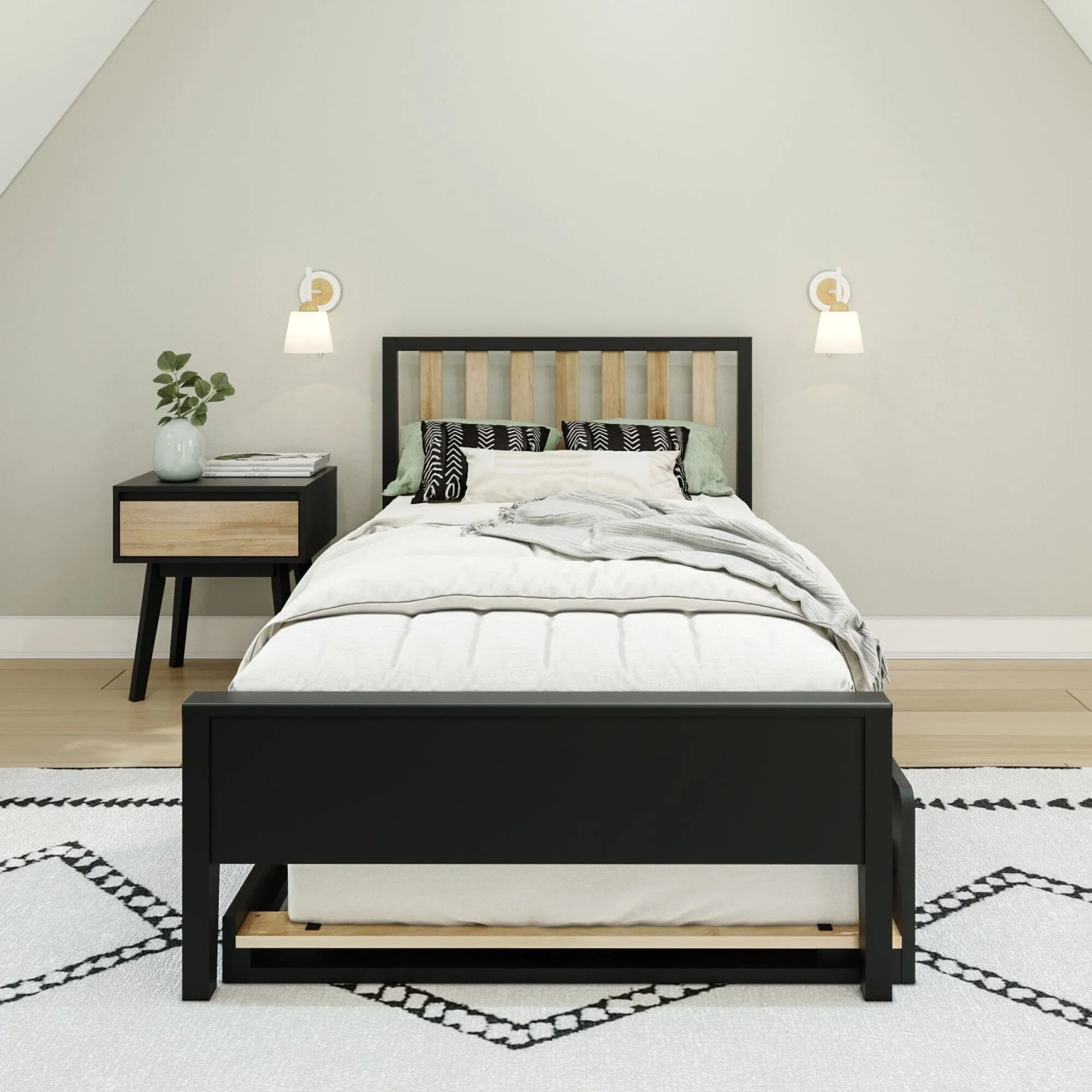 Scandinavian Twin Bed With Trundle