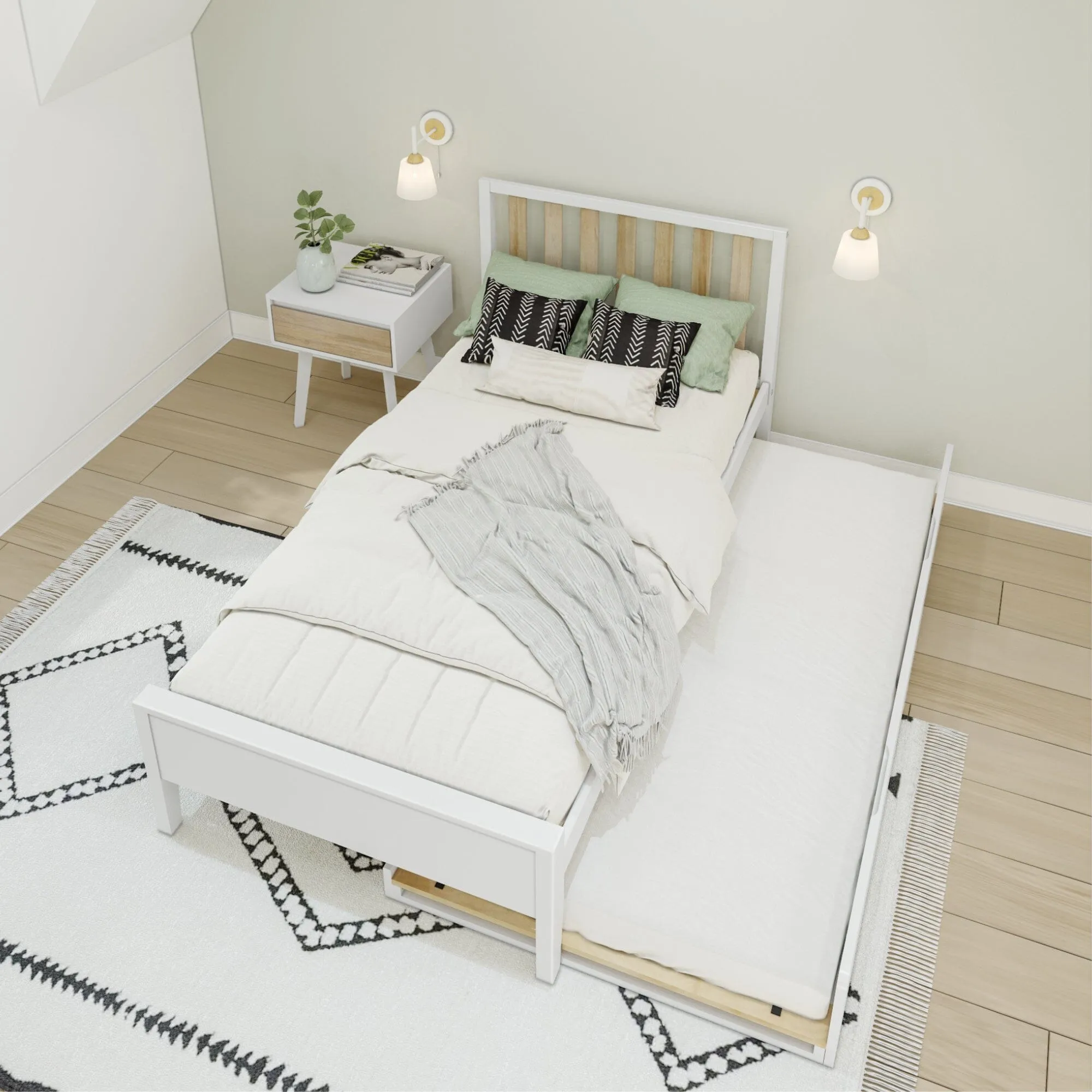 Scandinavian Twin Bed With Trundle