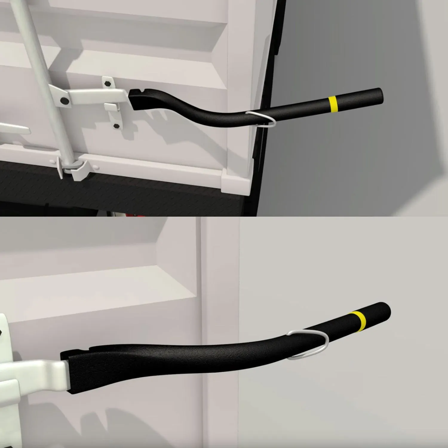 Shipping Container Leverage Bar - OPNBar Version 2 New Angle Bend with Fifth Wheel Release Hook