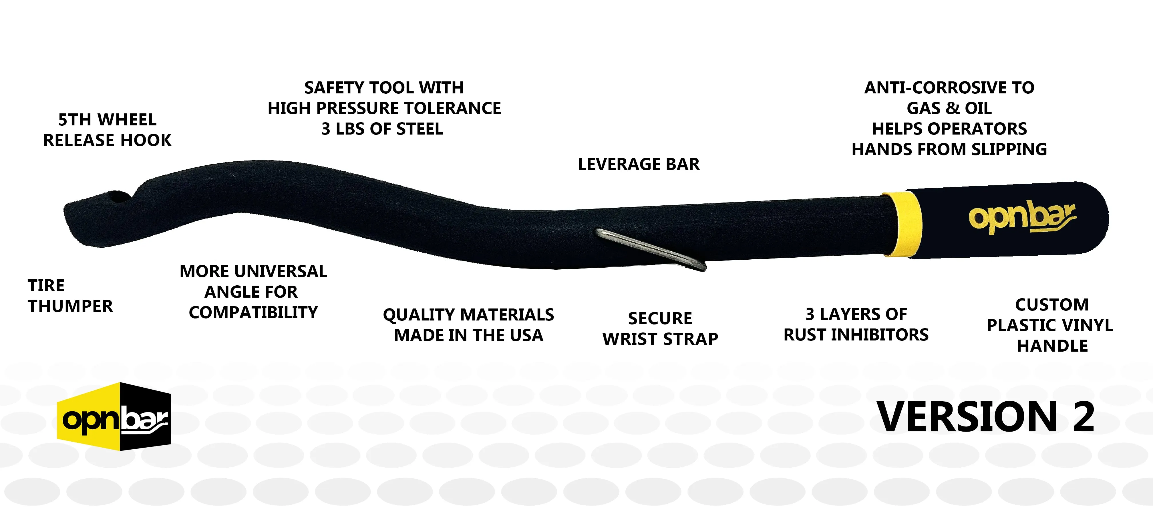 Shipping Container Leverage Bar - OPNBar Version 2 New Angle Bend with Fifth Wheel Release Hook